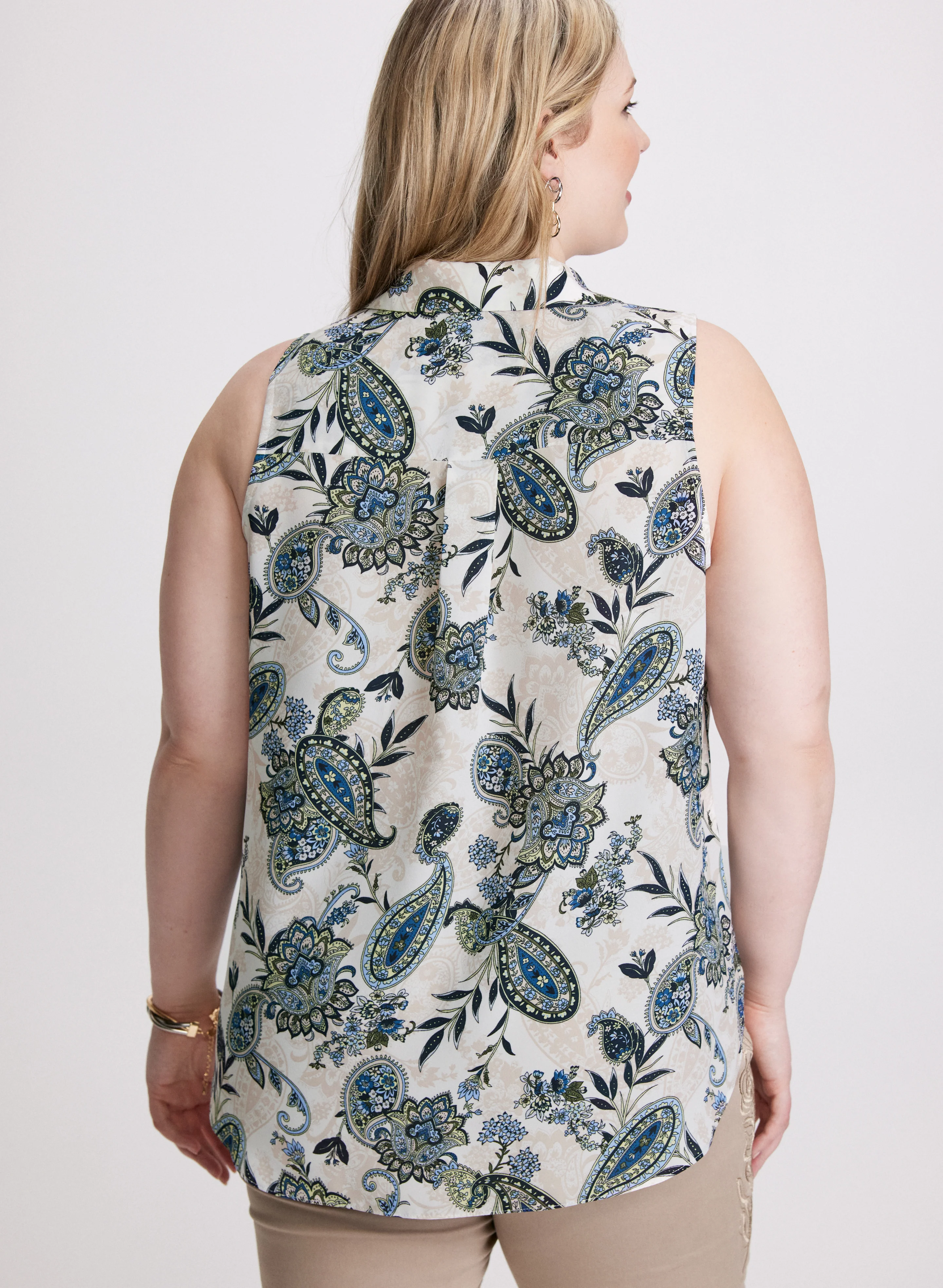 Sleeveless Paisley Print Blouse - Image 4