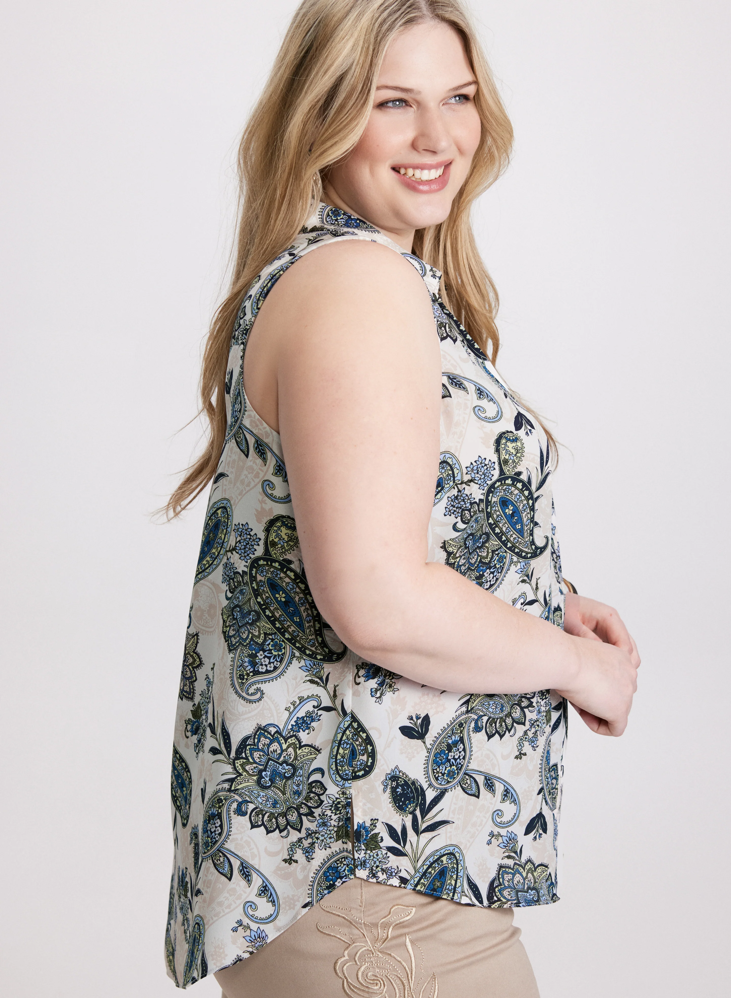 Sleeveless Paisley Print Blouse - Image 5