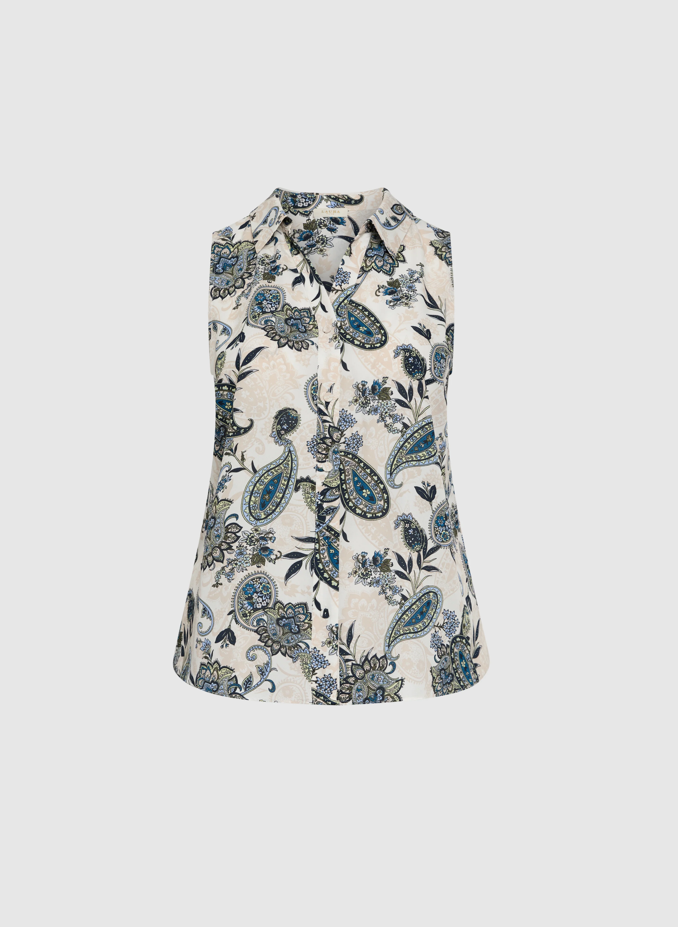 Sleeveless Paisley Print Blouse - Image 6