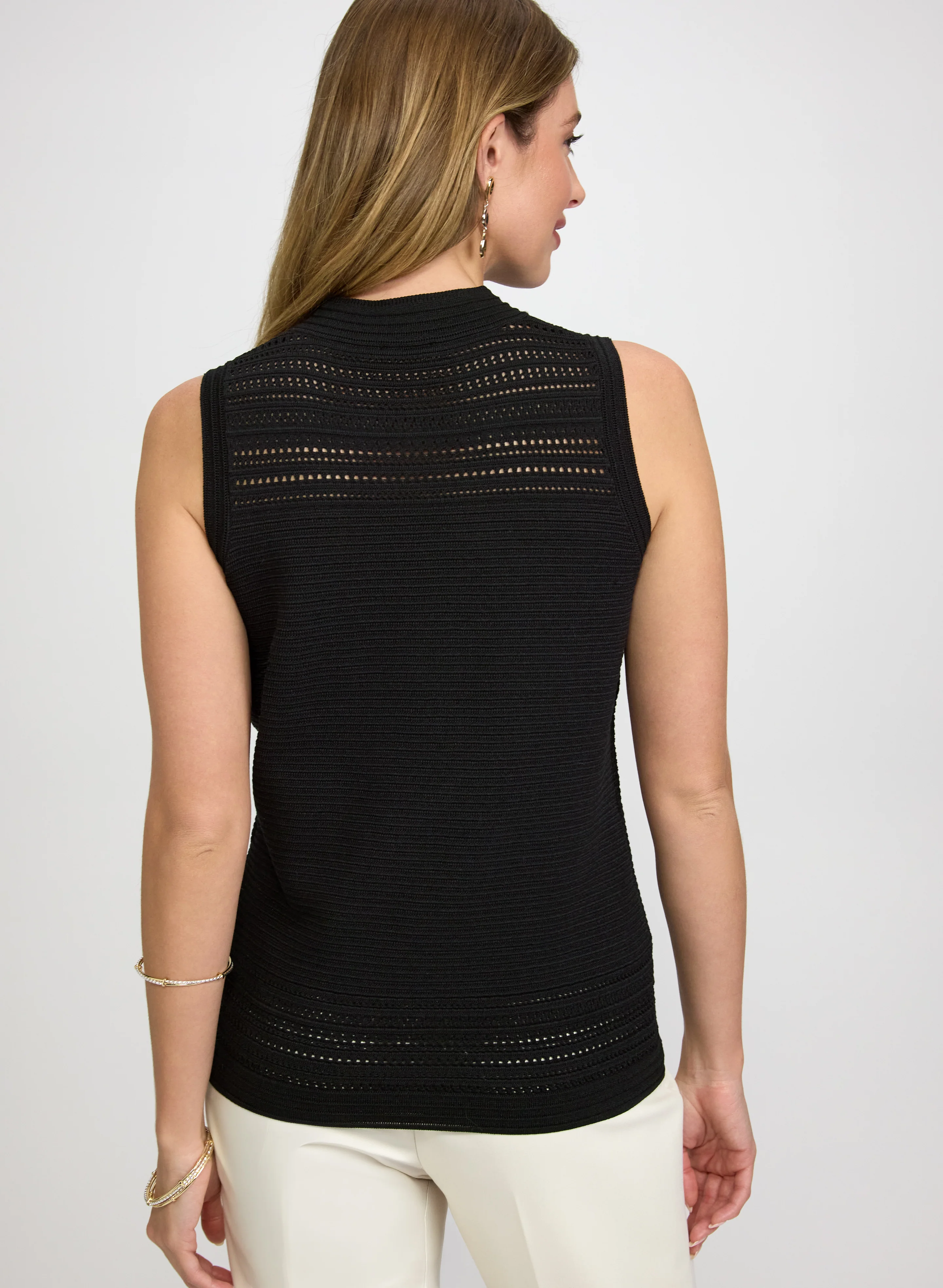 Sleeveless Pointelle Knit Tank - Image 4
