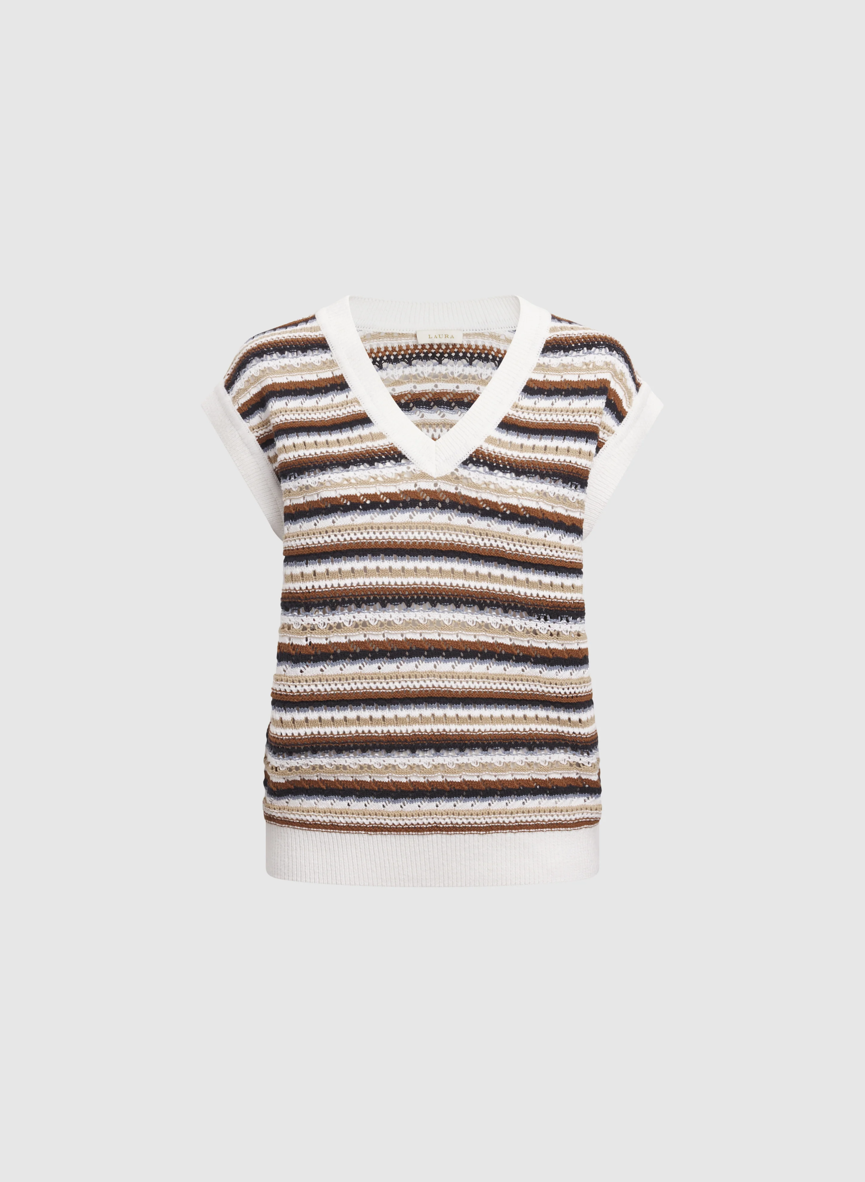 Stripe Pointelle Knit Sweater - Image 6