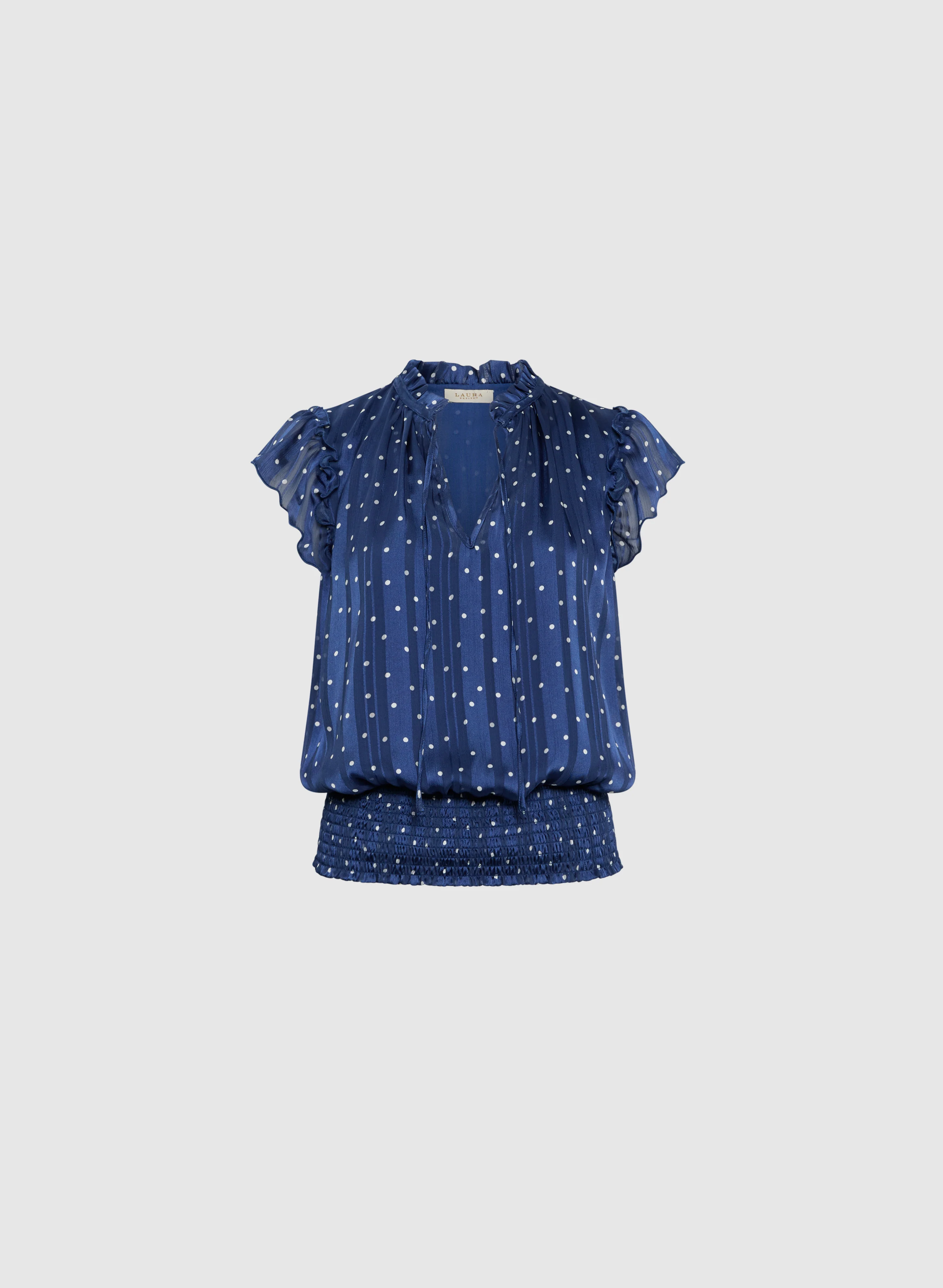 Polka Dot Print Smocked Blouse - Image 6
