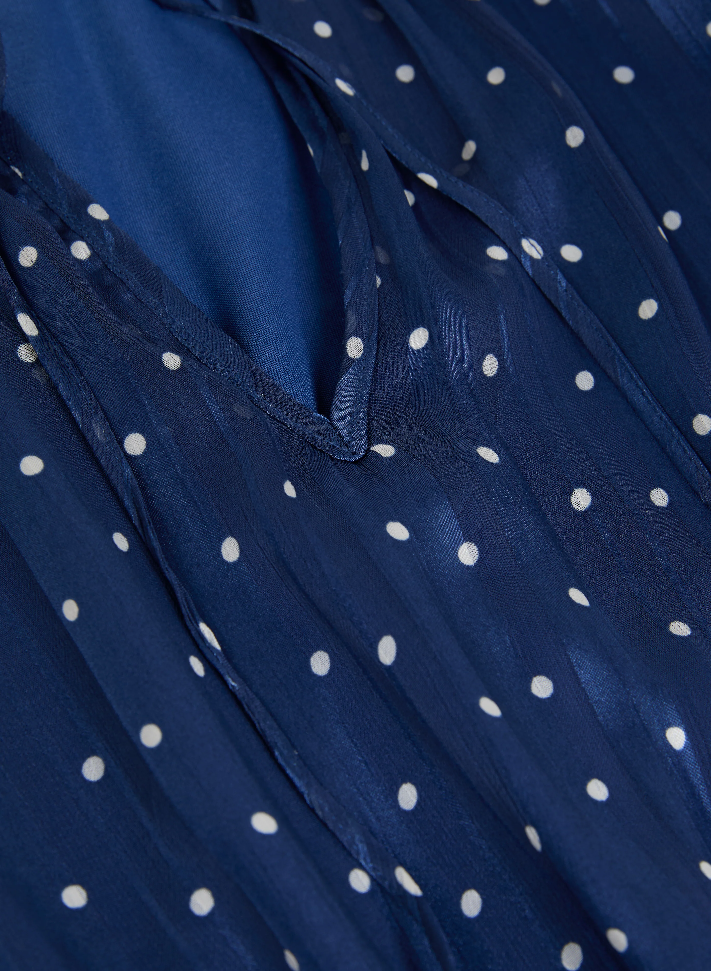 Polka Dot Print Smocked Blouse - Image 7