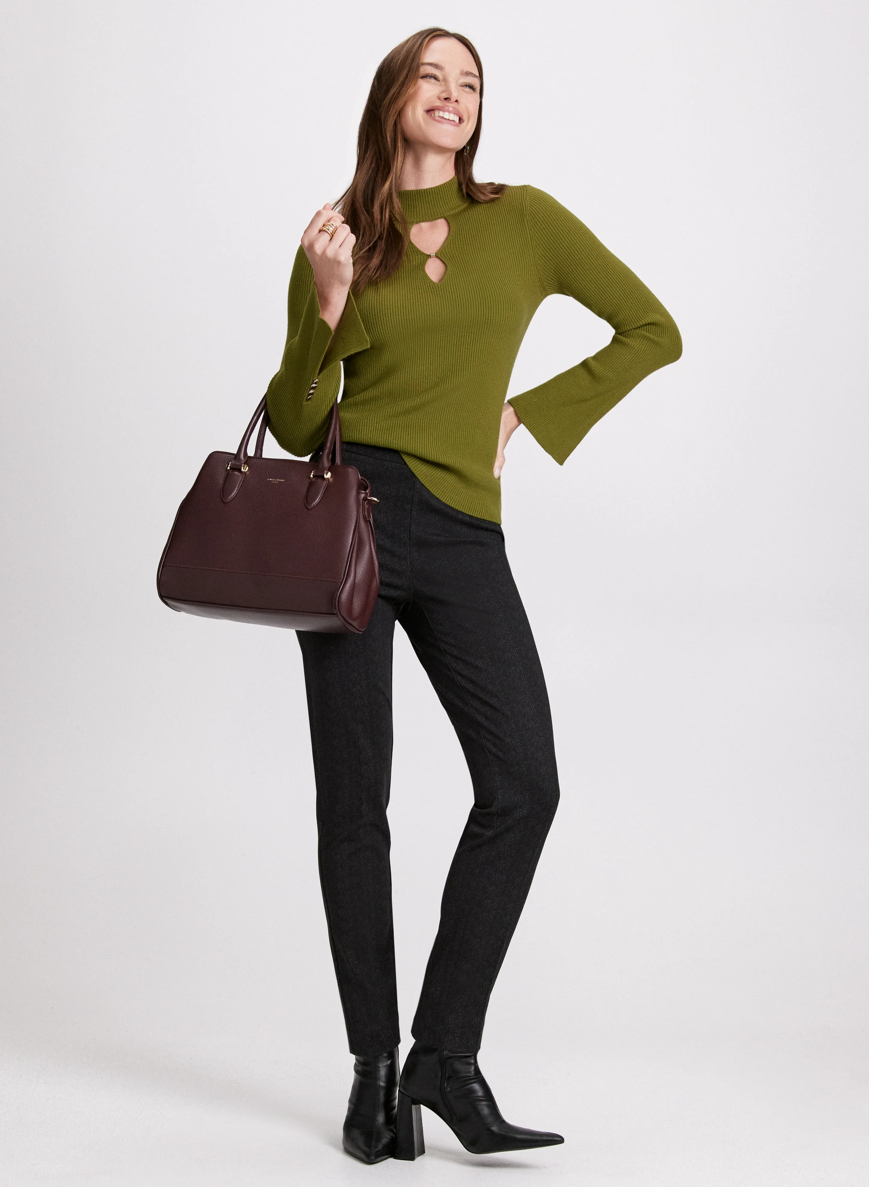 Sofia Herringbone Slim-Leg Pants - Image 3