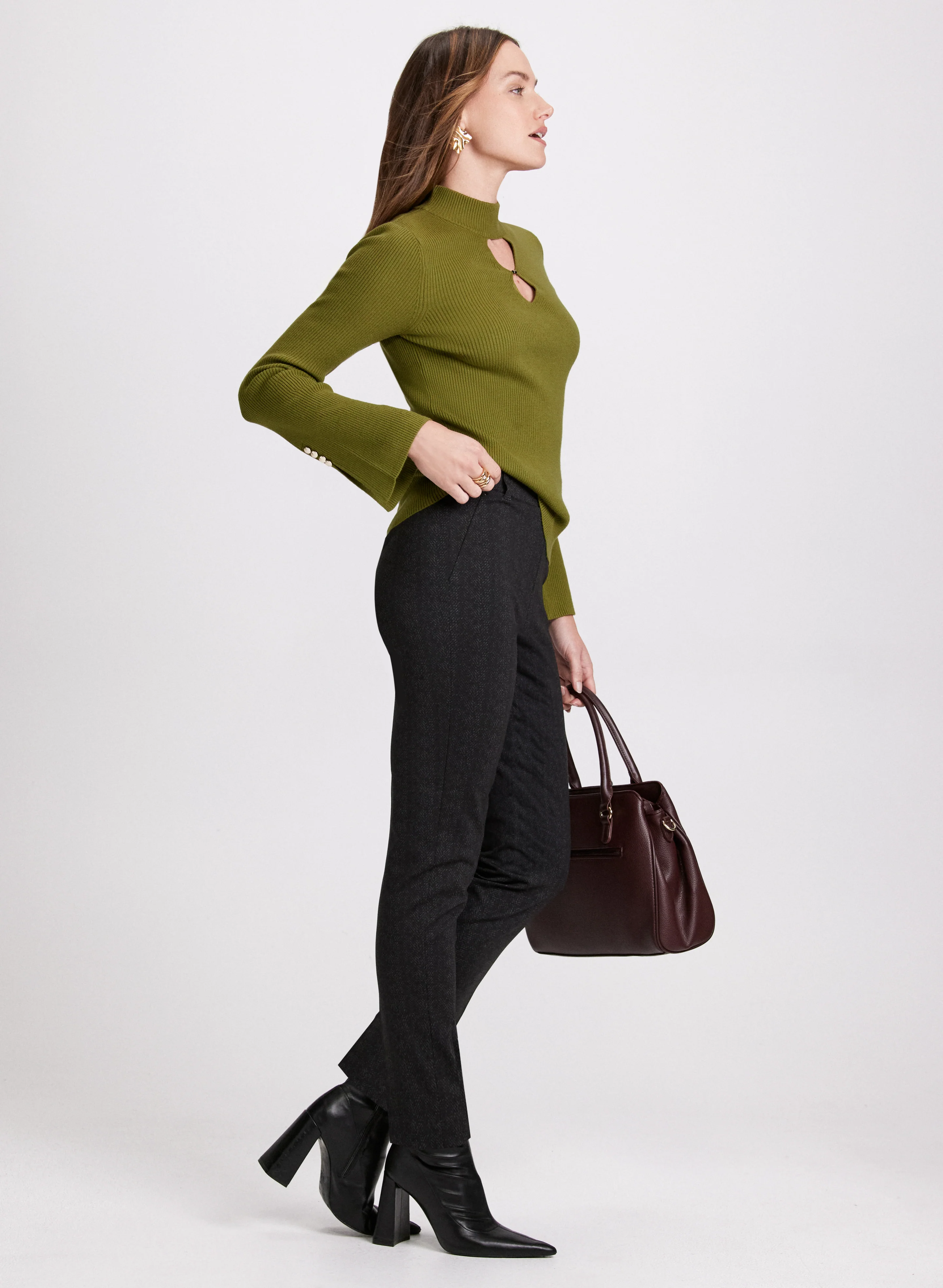 Sofia Herringbone Slim-Leg Pants - Image 4