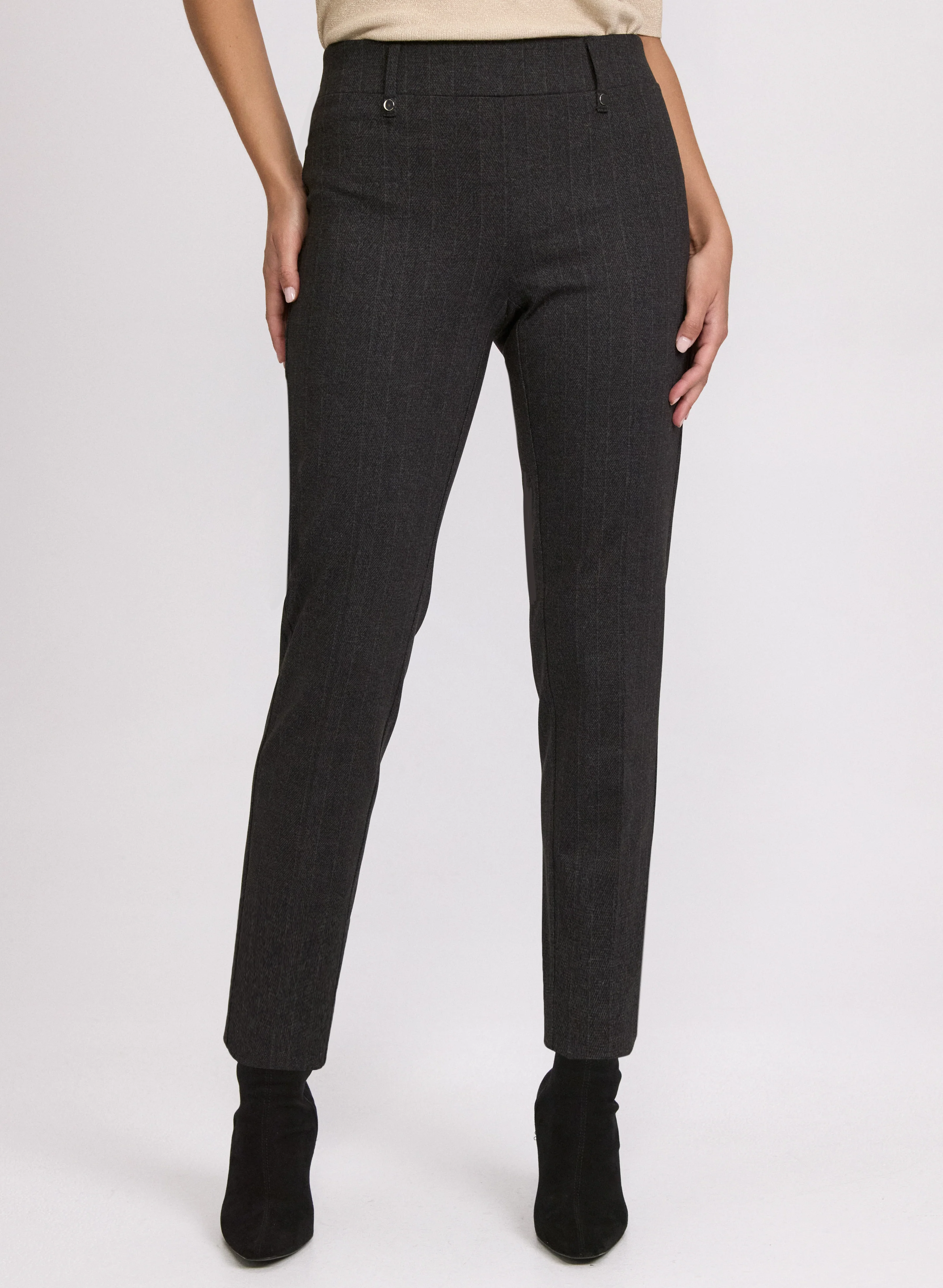 Sofia Herringbone Slim-Leg Pants