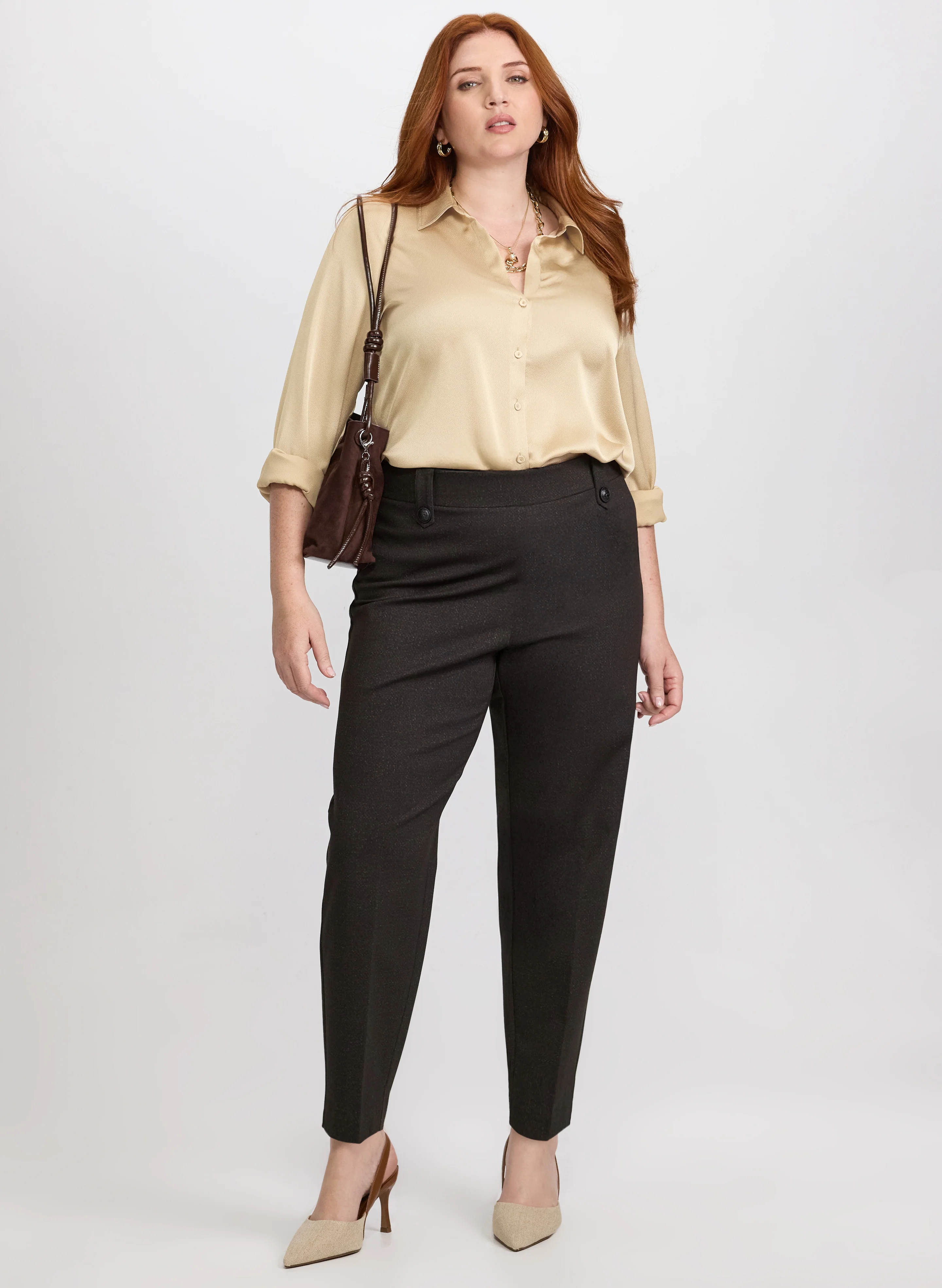 Sofia Tweed Print Slim-Leg Pants - Image 3