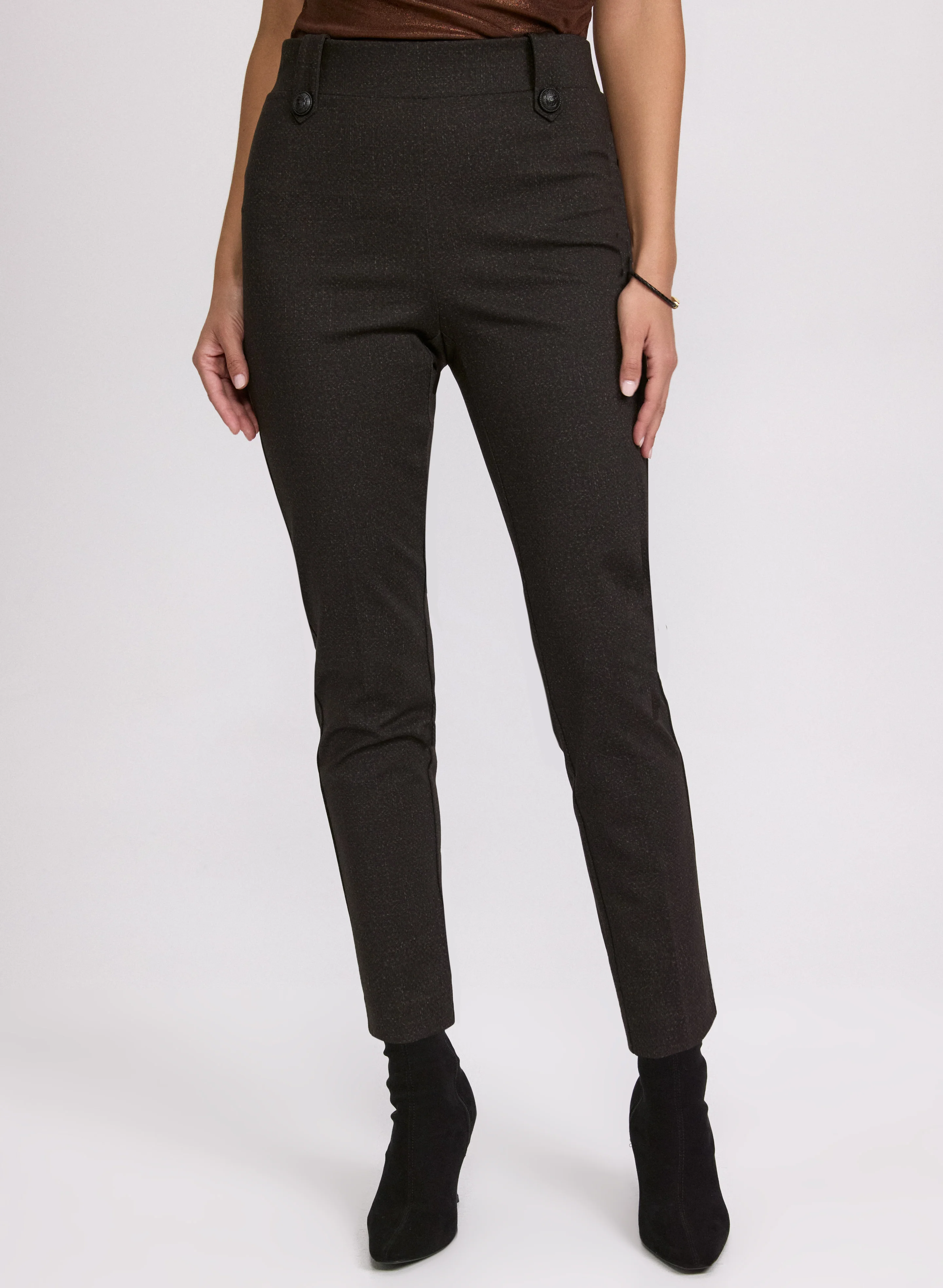 Sofia Tweed Print Slim-Leg Pants