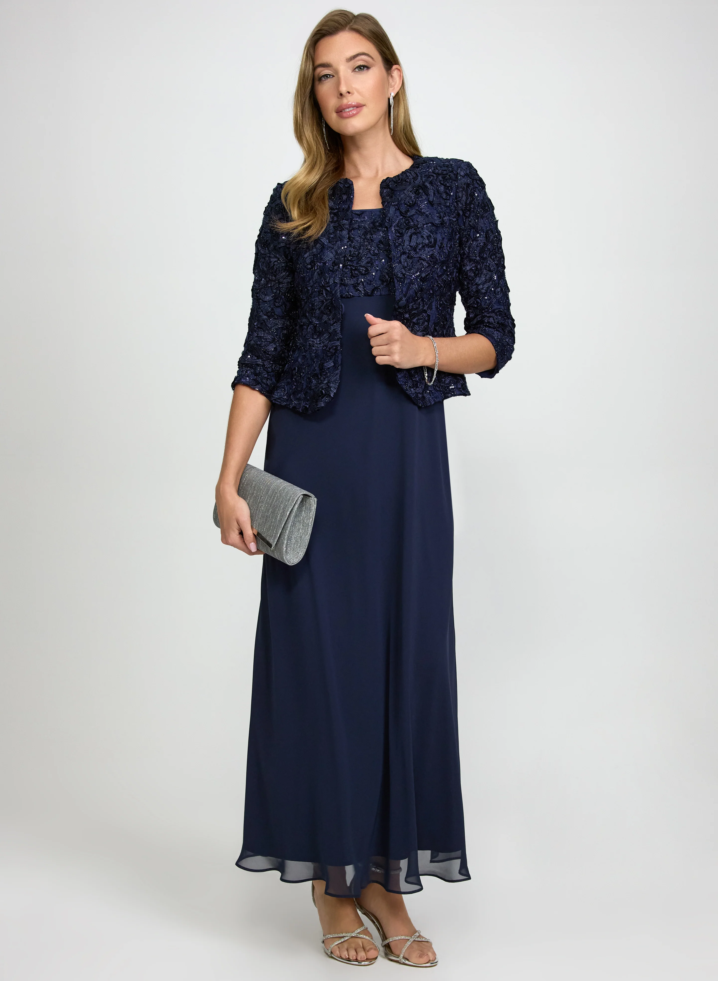 Soutache Jacket & Chiffon Dress Set