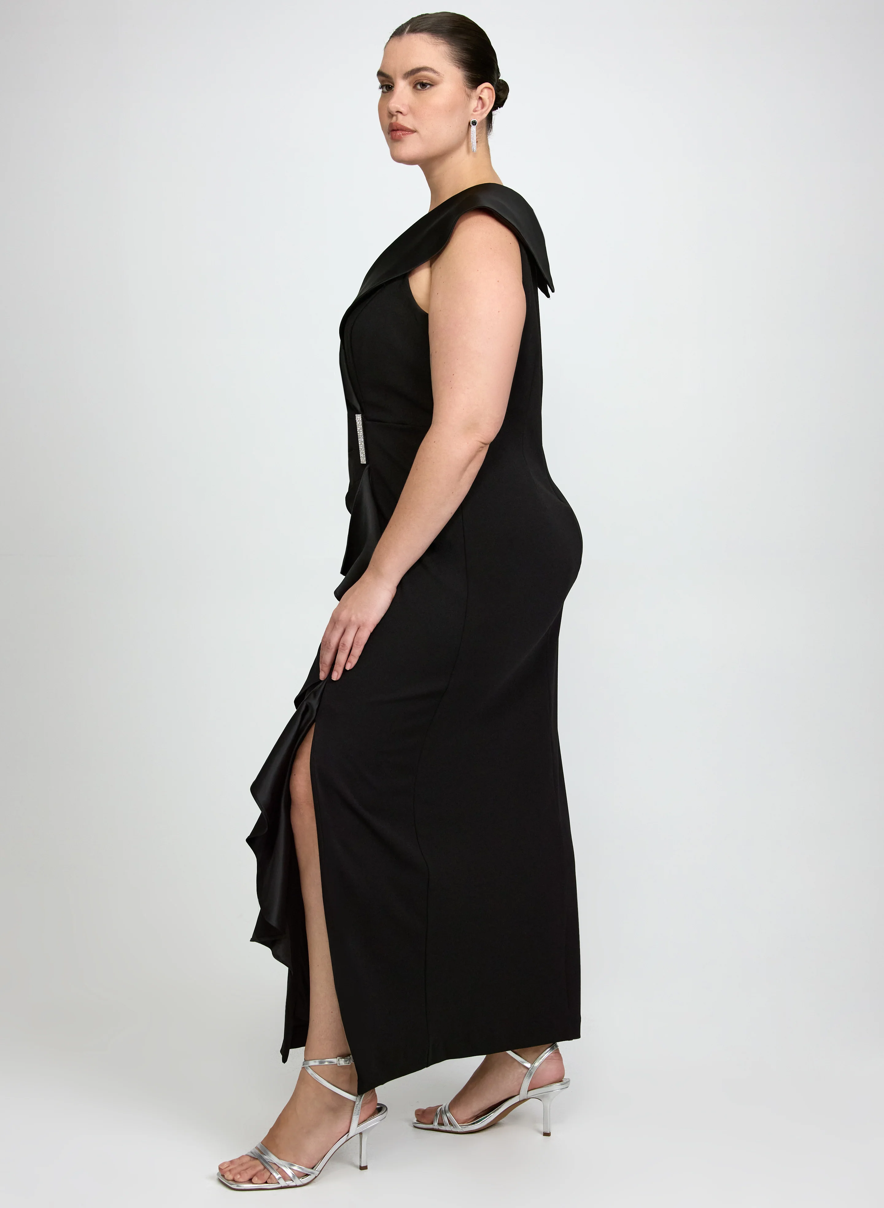 Fitted Shawl Collar Dress - Image 9