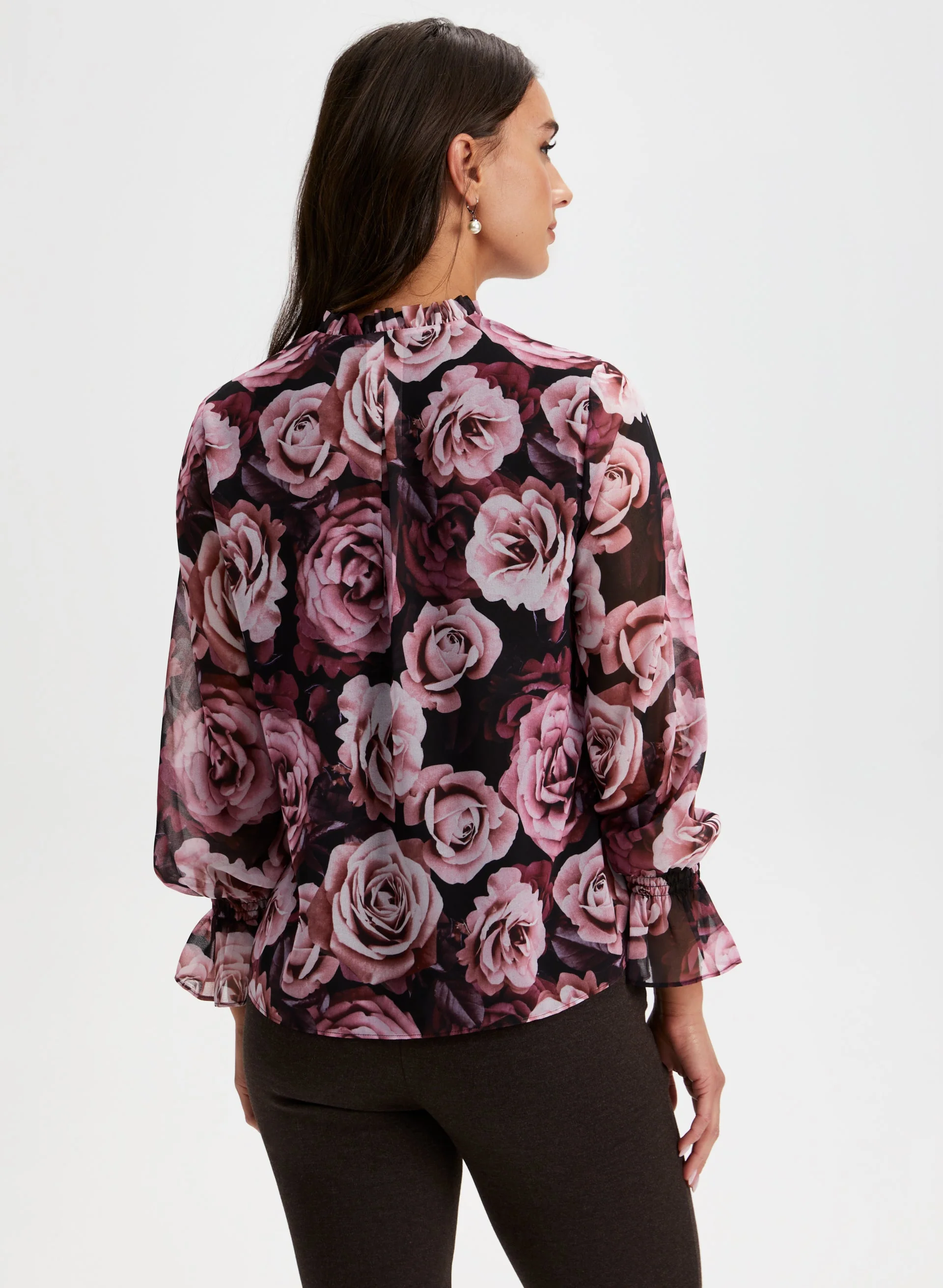 Split Neck Floral Print Top - Image 4