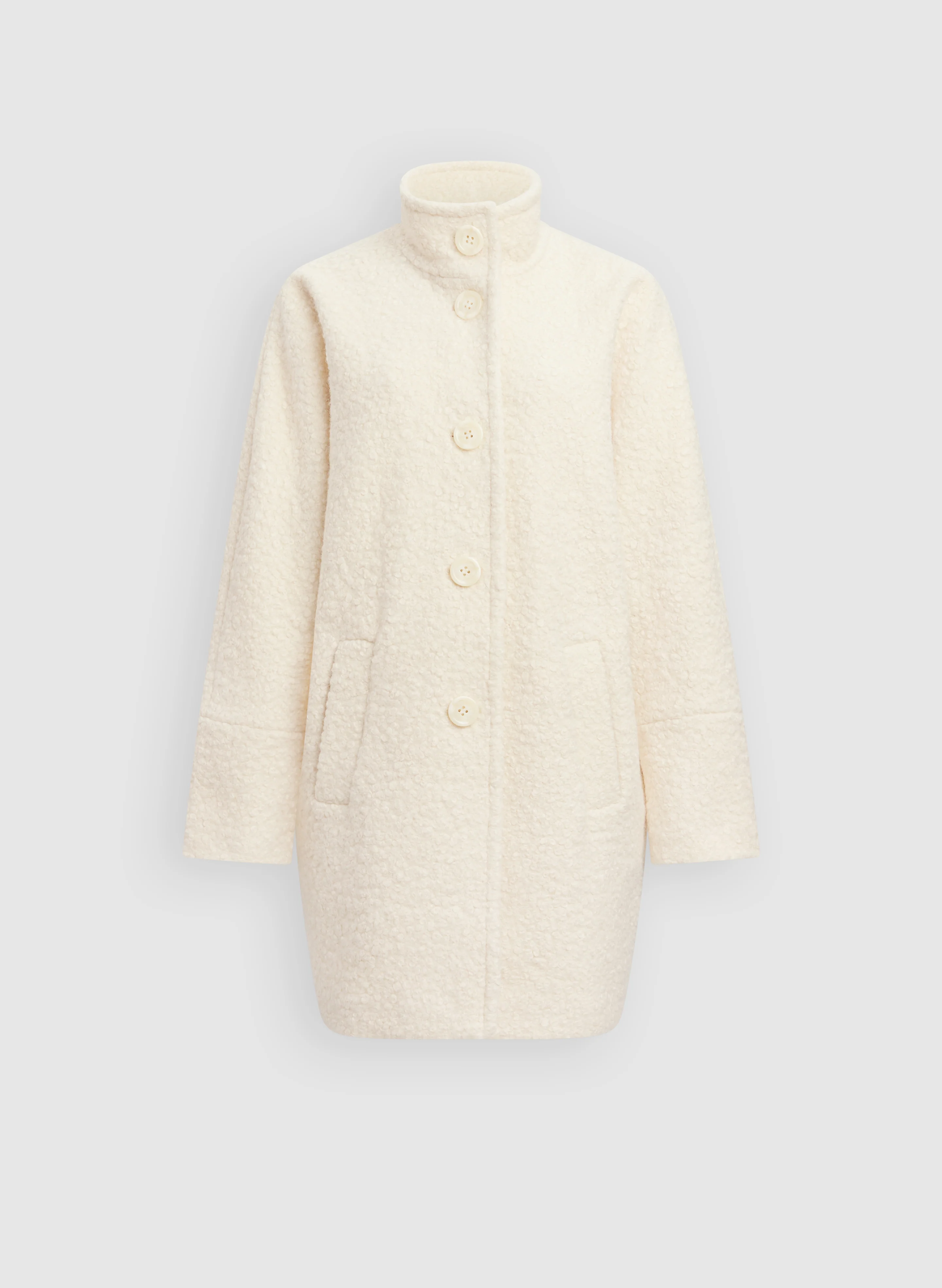 Stand Collar Bouclé Coat - Image 5