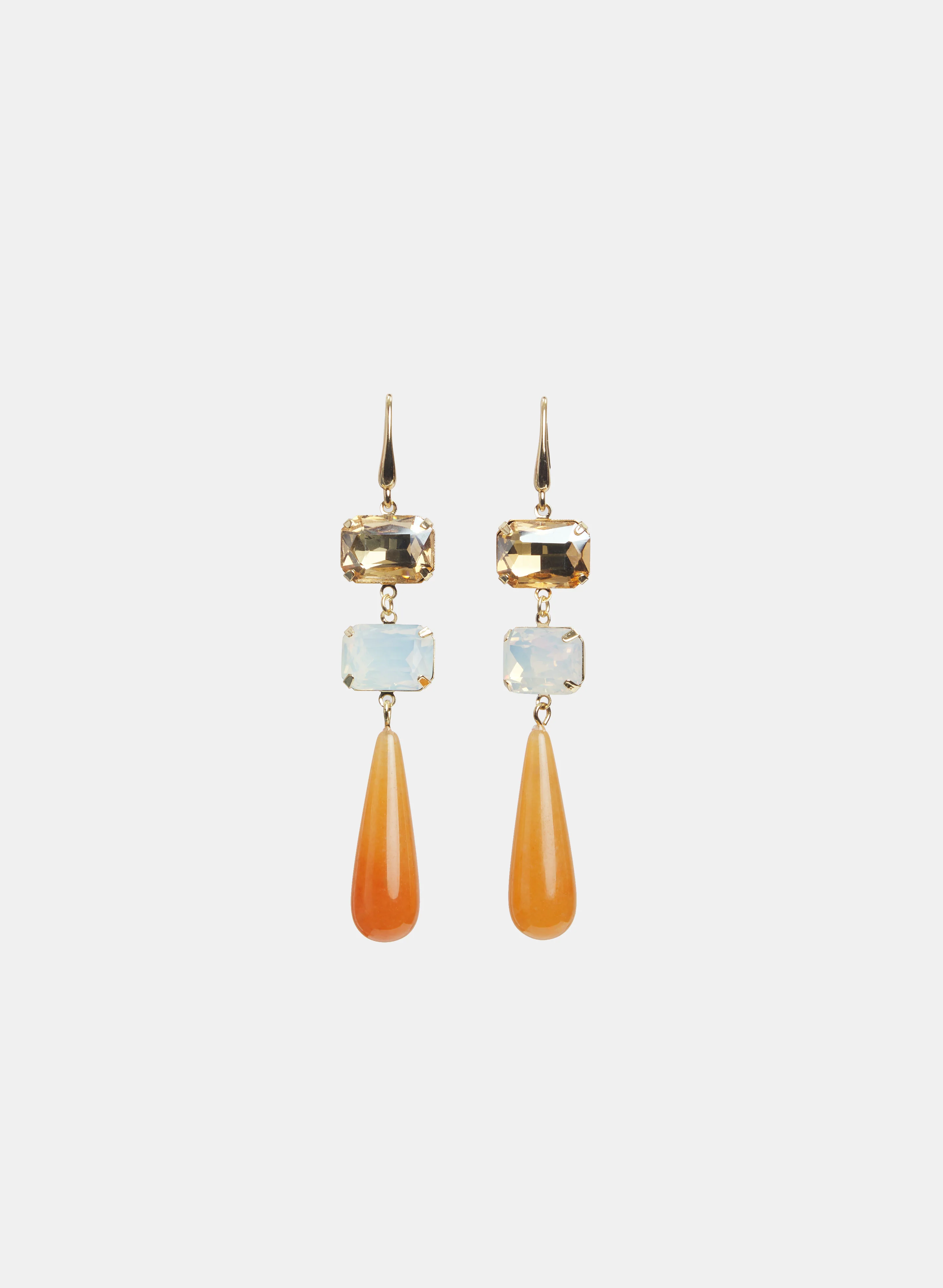 Stone & Bead Drop Earrings