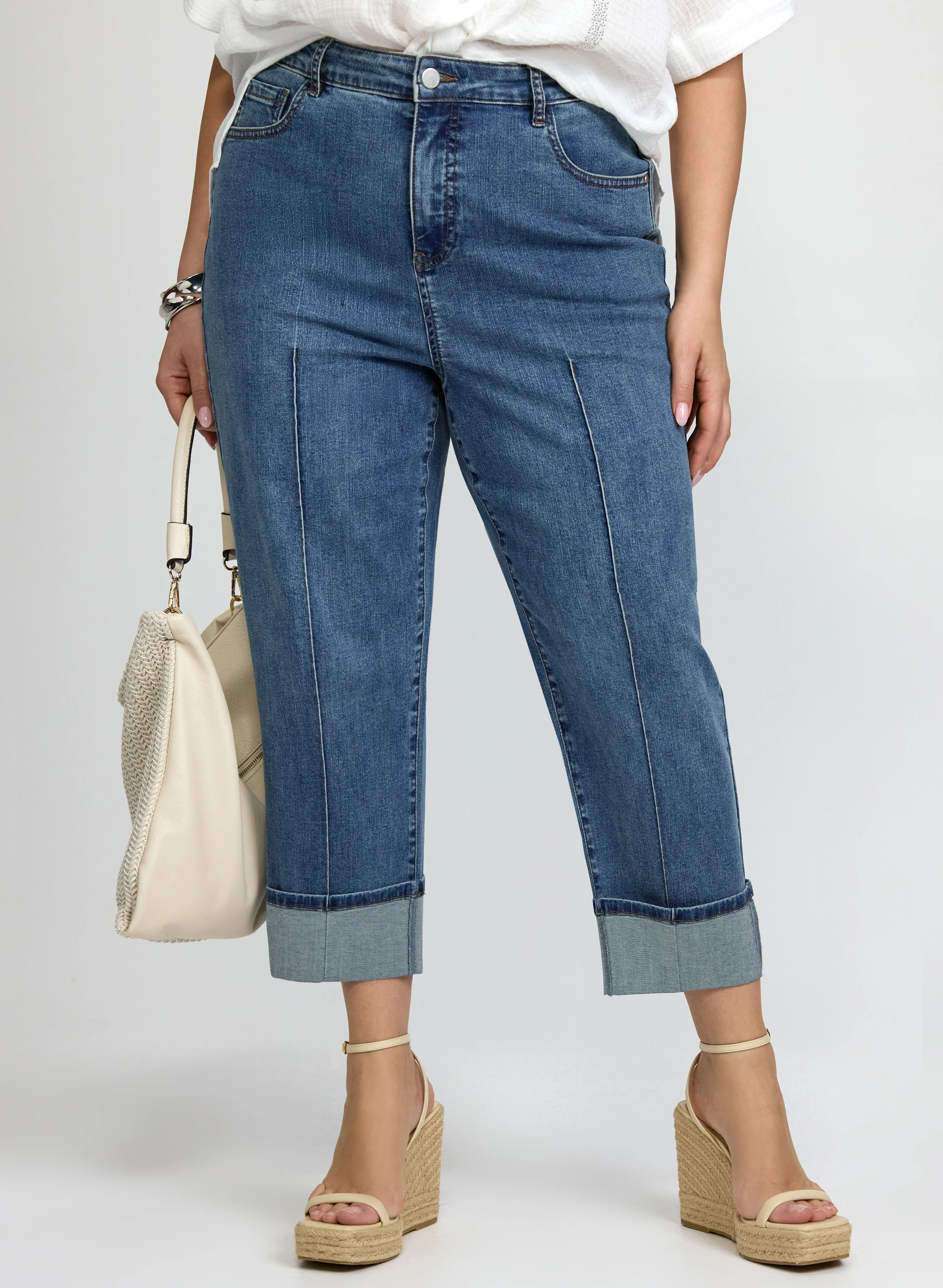 Straight-Leg Denim Capris