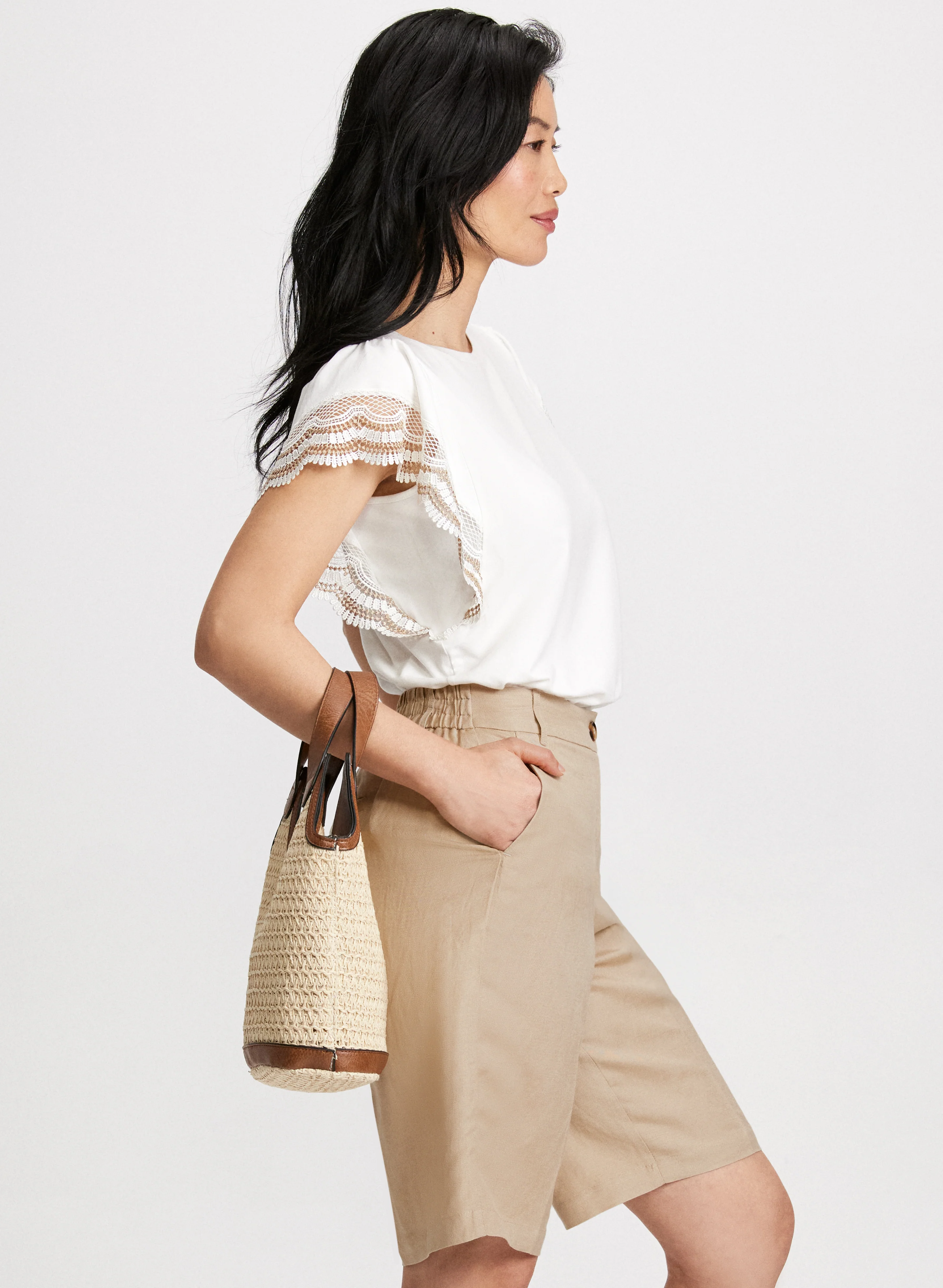 Straight Leg Linen-Blend Shorts - Image 4