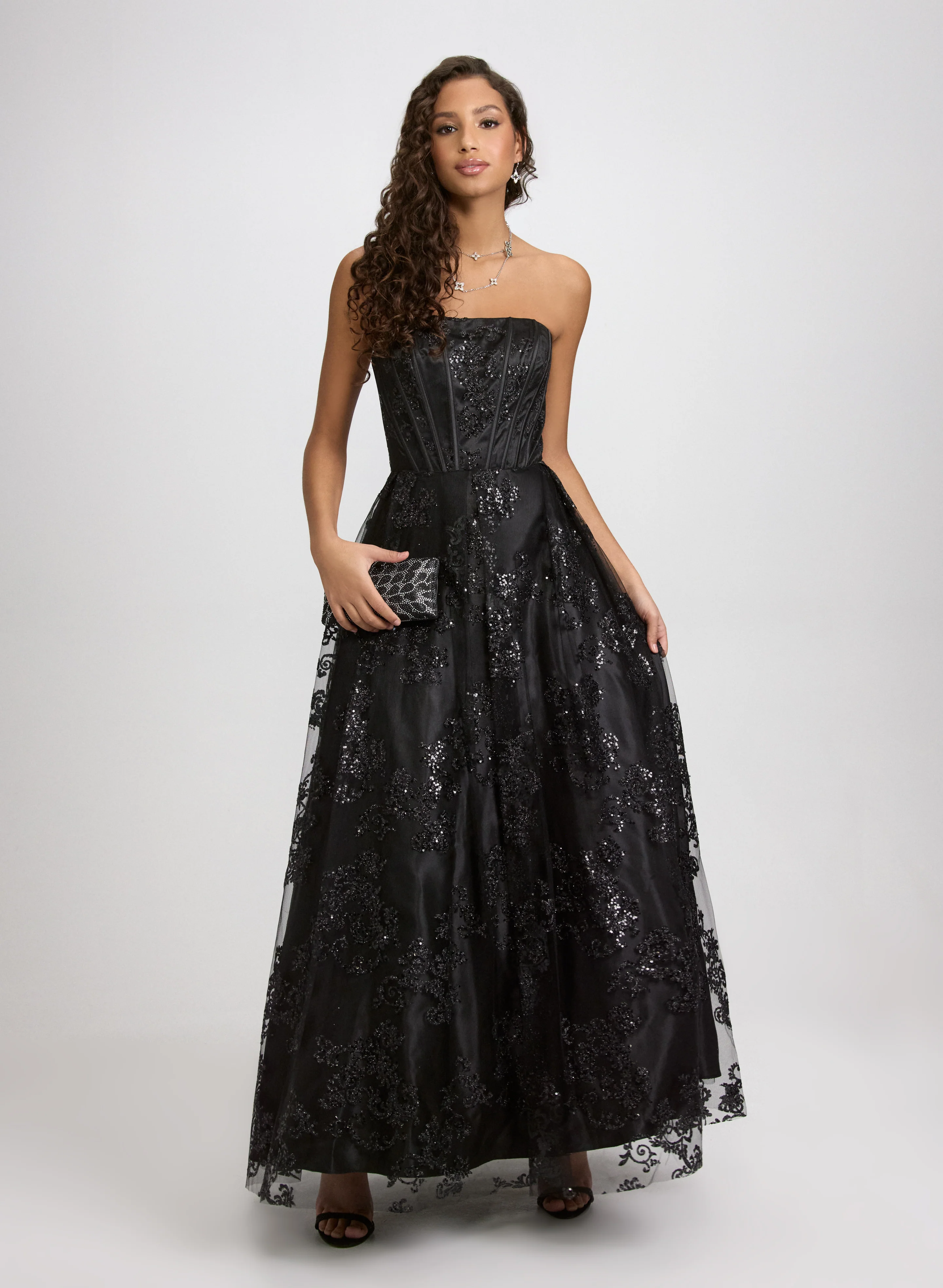 Strapless Floral Dress