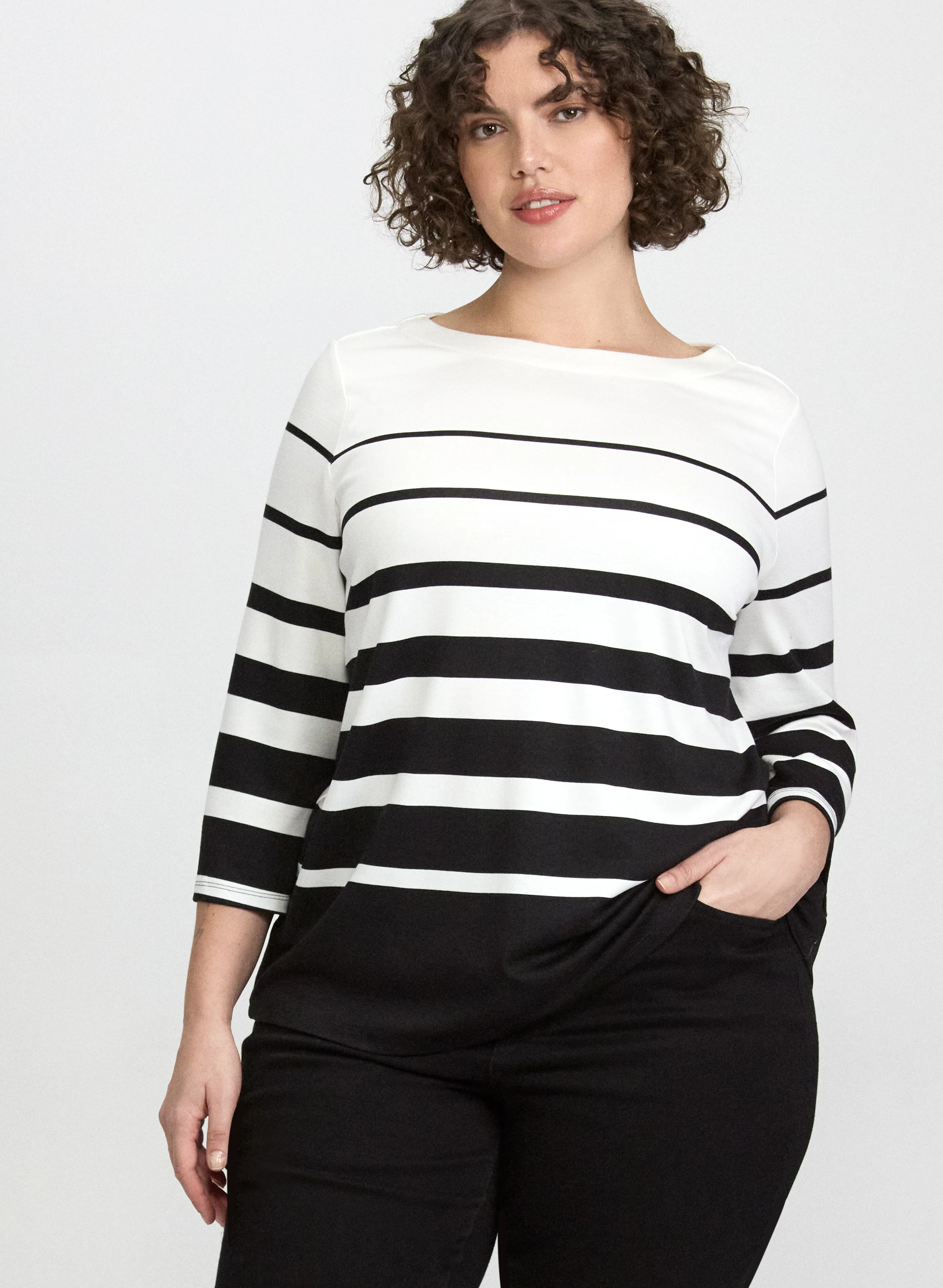 Stripe Boat Neck Top