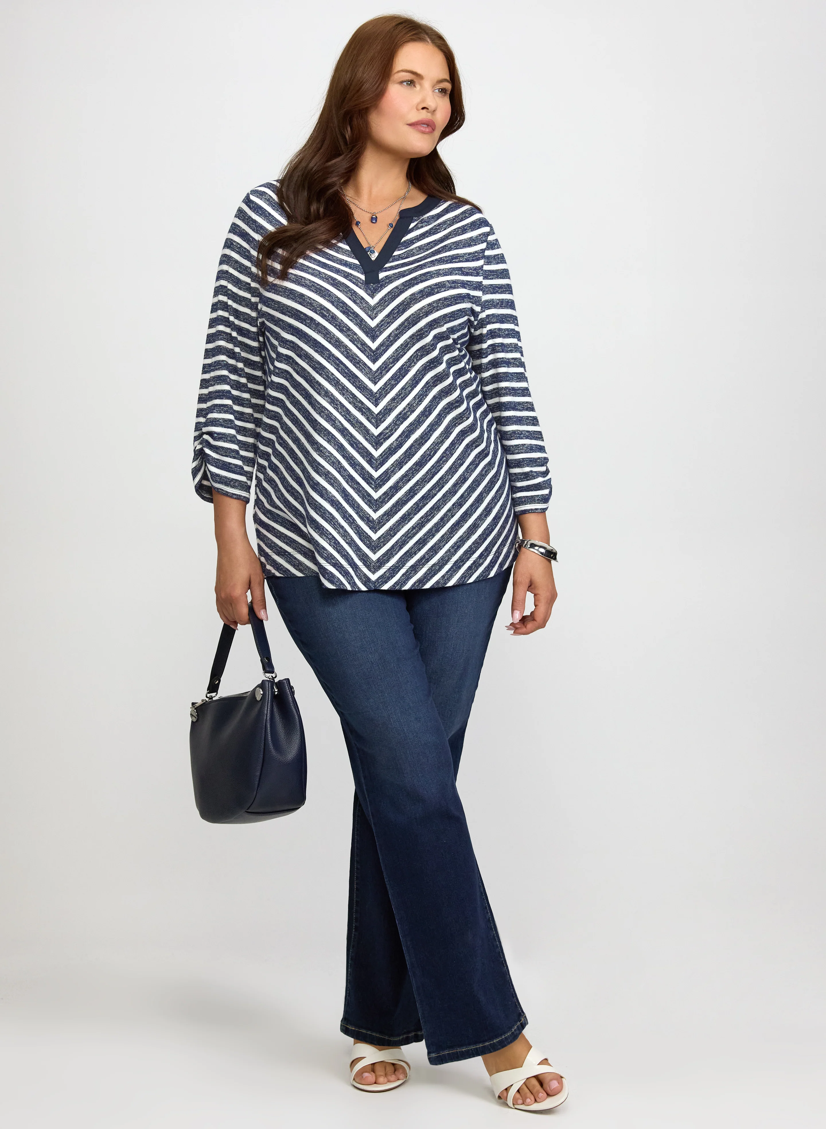 Stripe Elbow Sleeve Top - Image 4