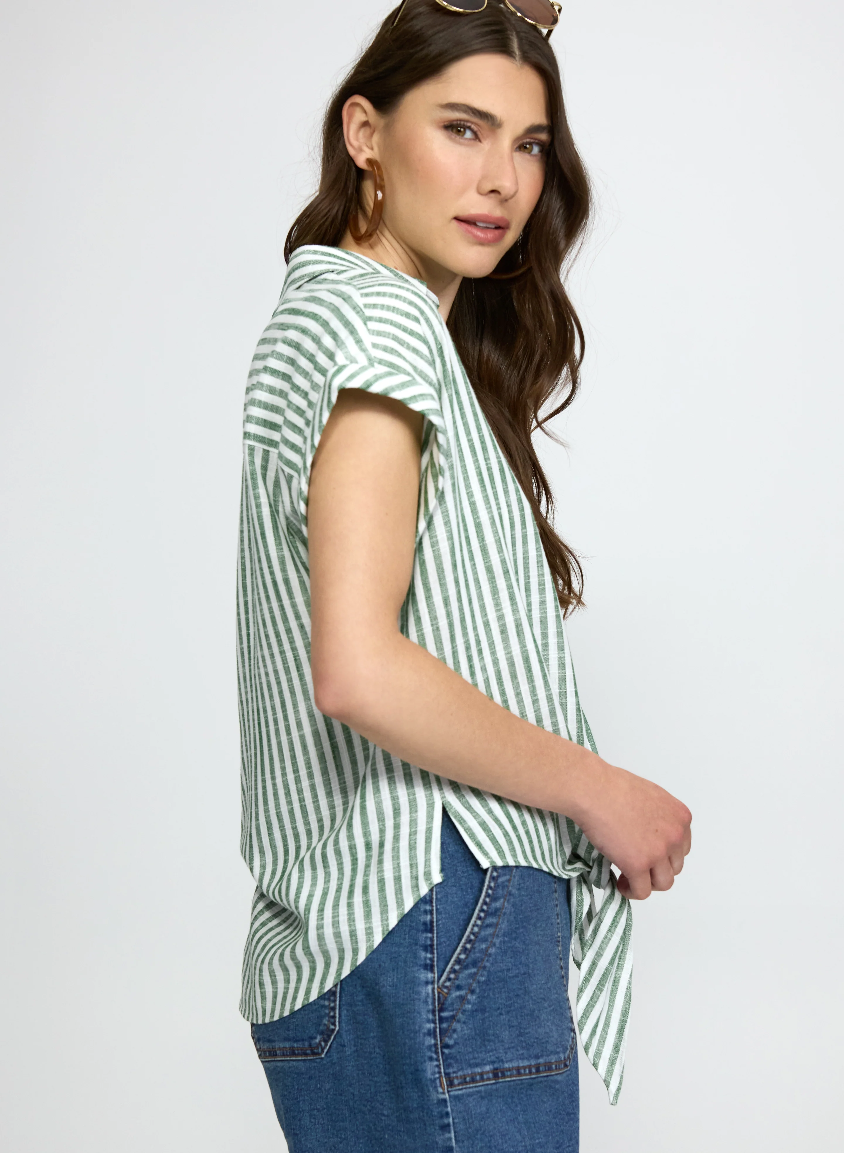 Stripe Front Tie Blouse - Image 2