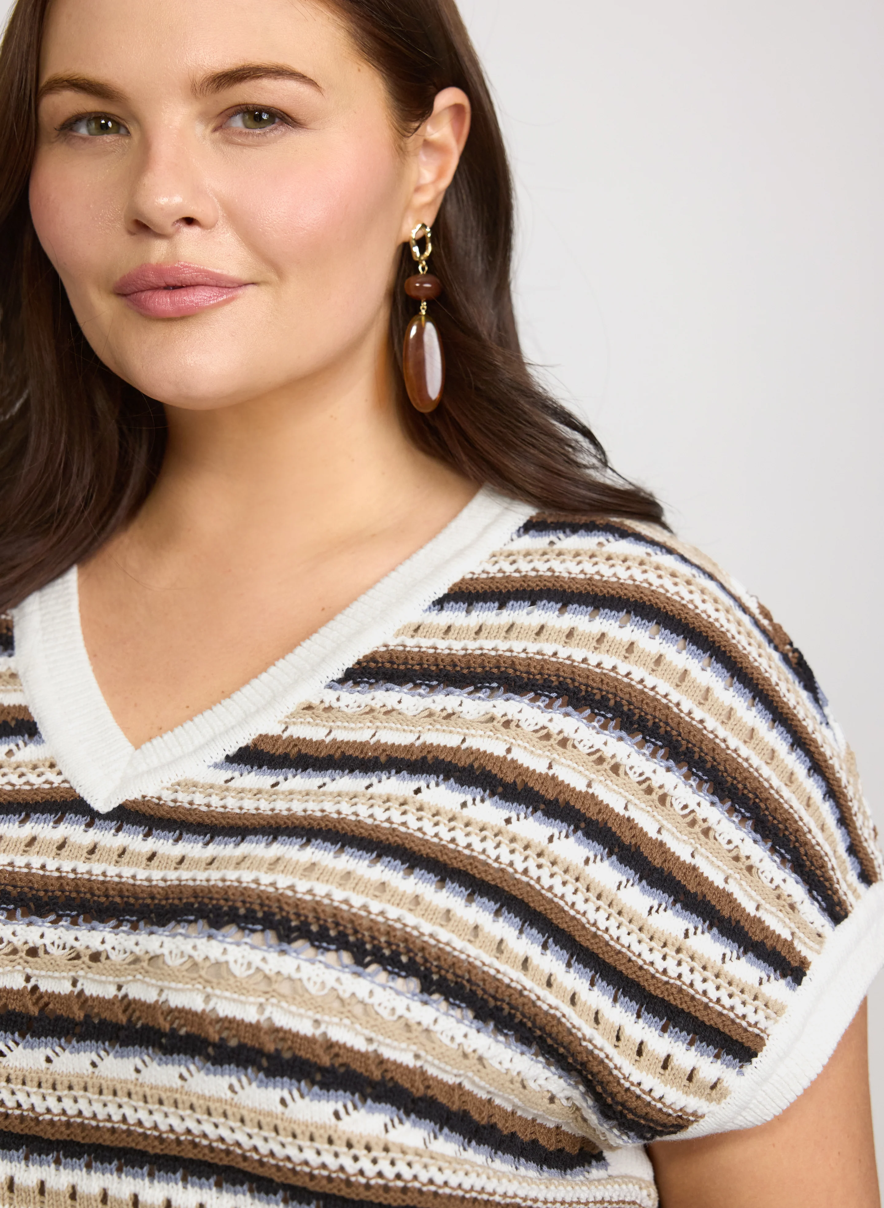 Stripe Pointelle Knit Sweater - Image 4