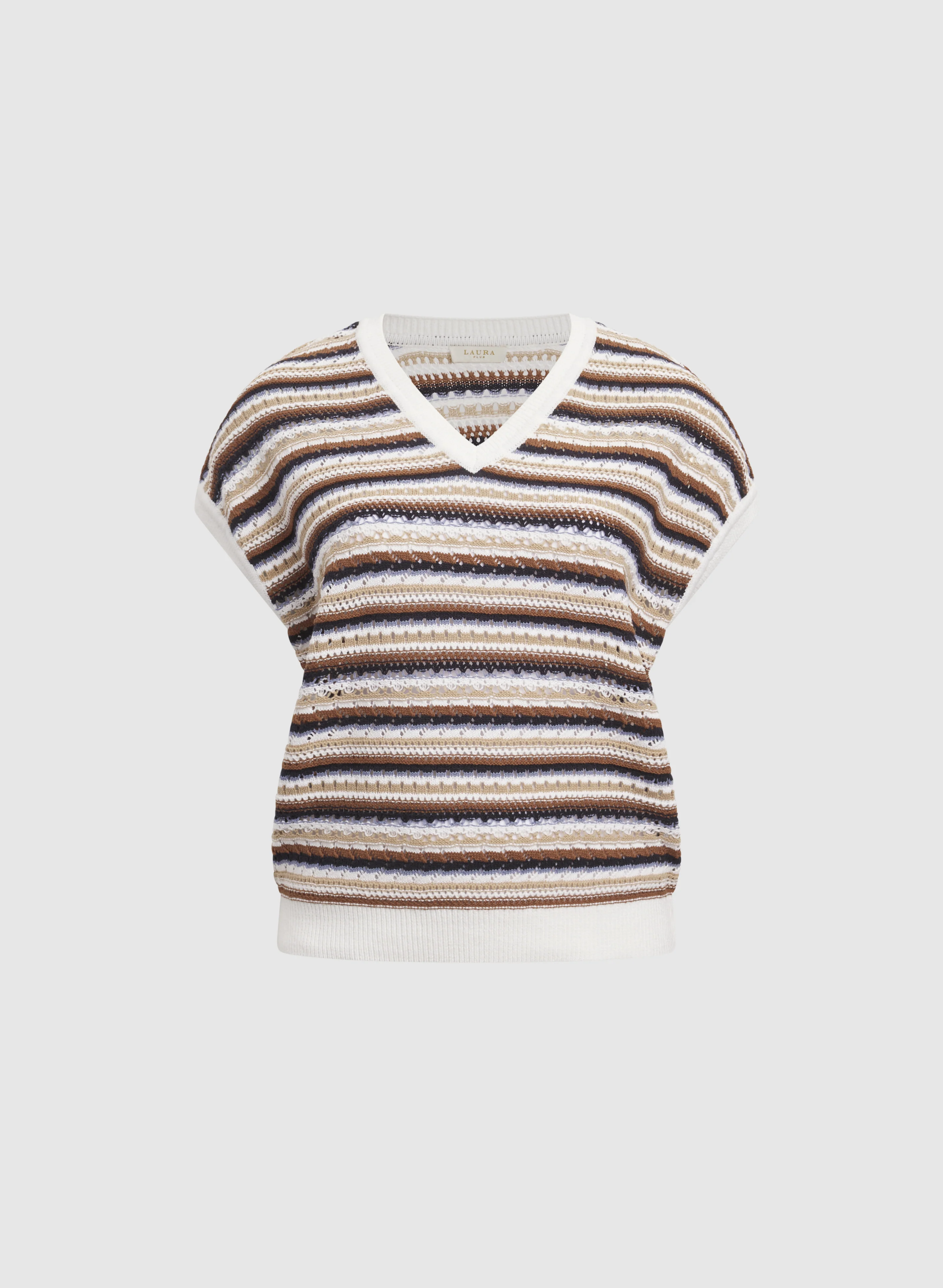 Stripe Pointelle Knit Sweater - Image 6