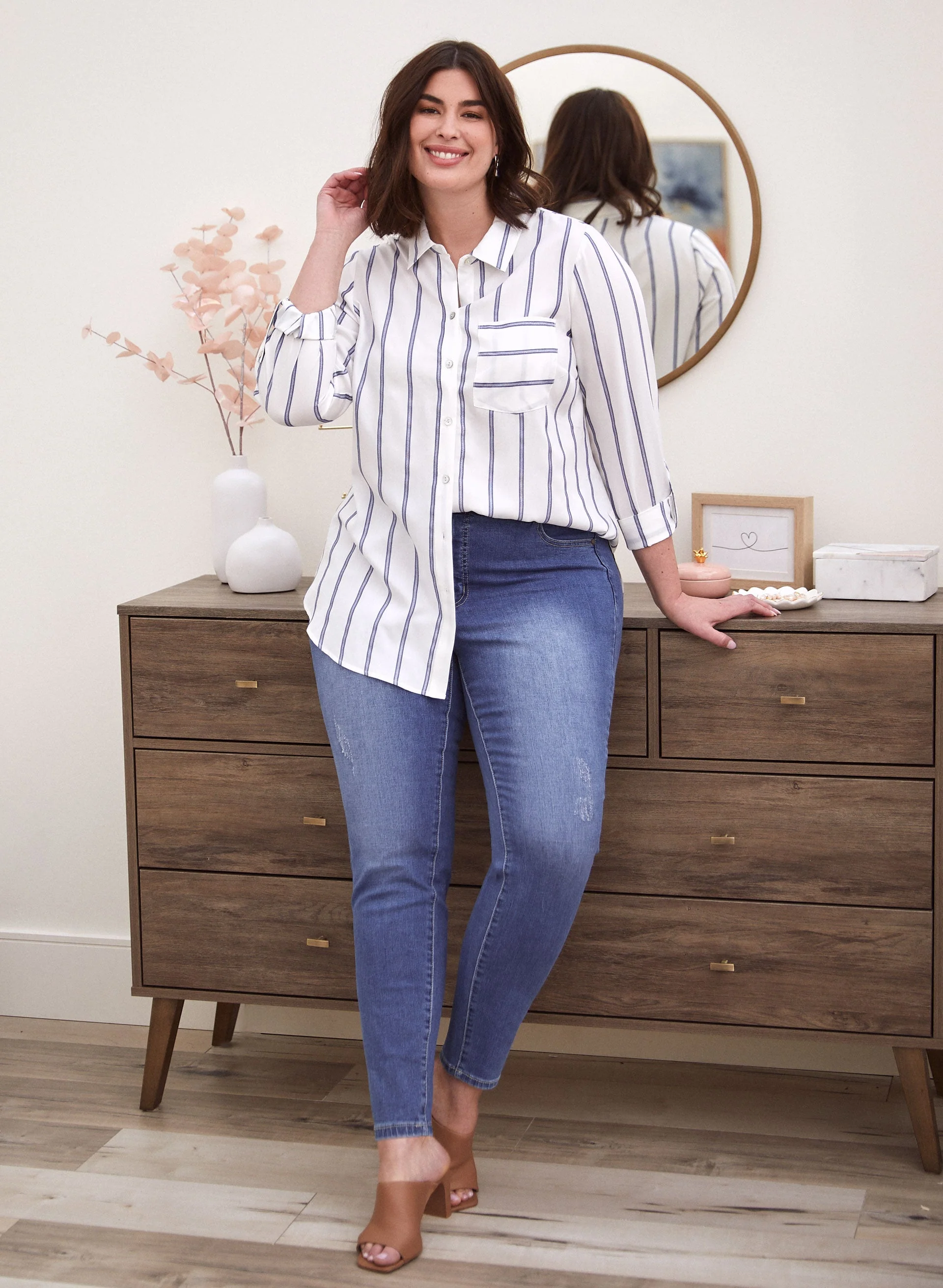 Stripe Print Button Down Top - Image 3