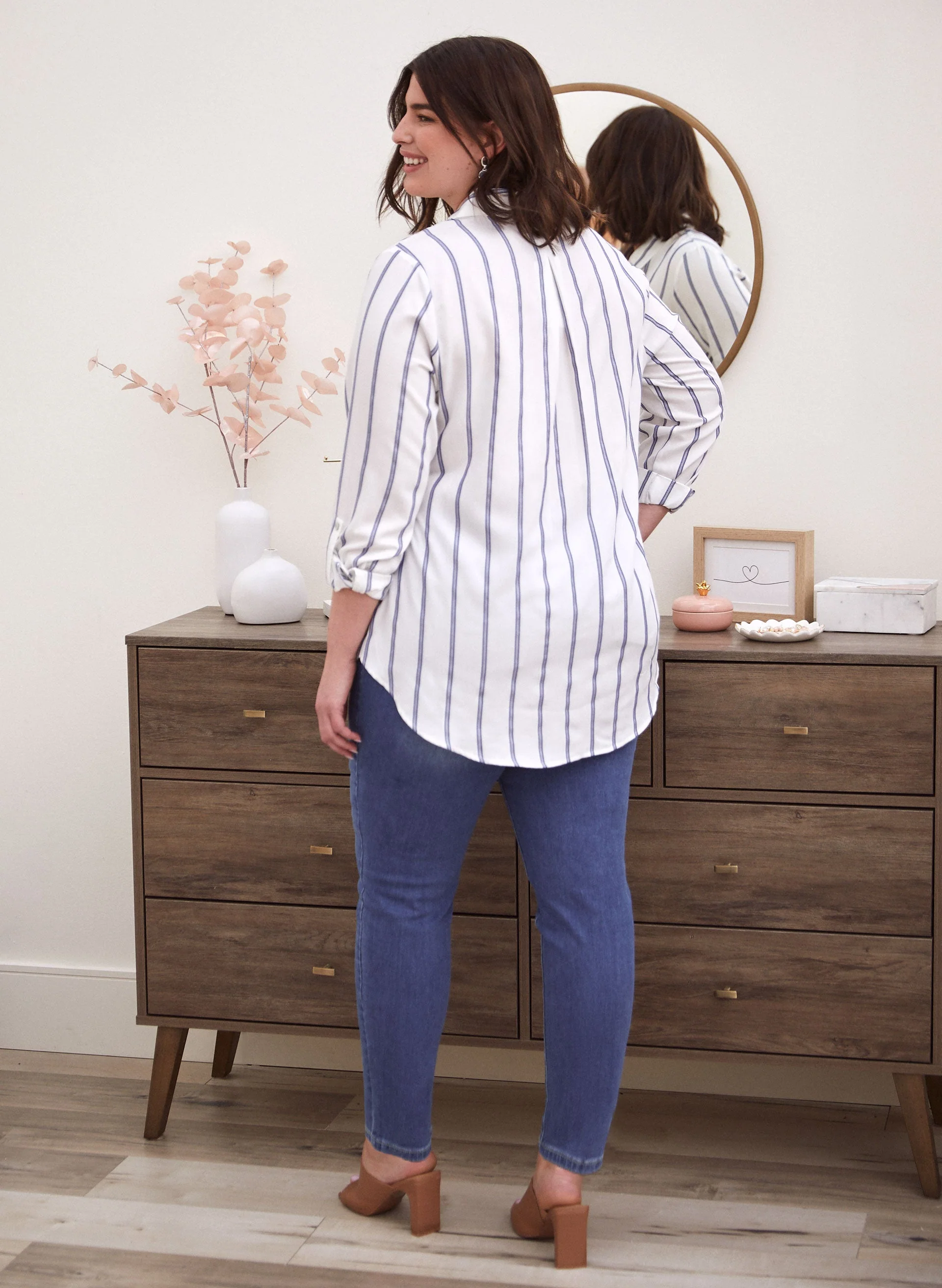 Stripe Print Button Down Top - Image 4