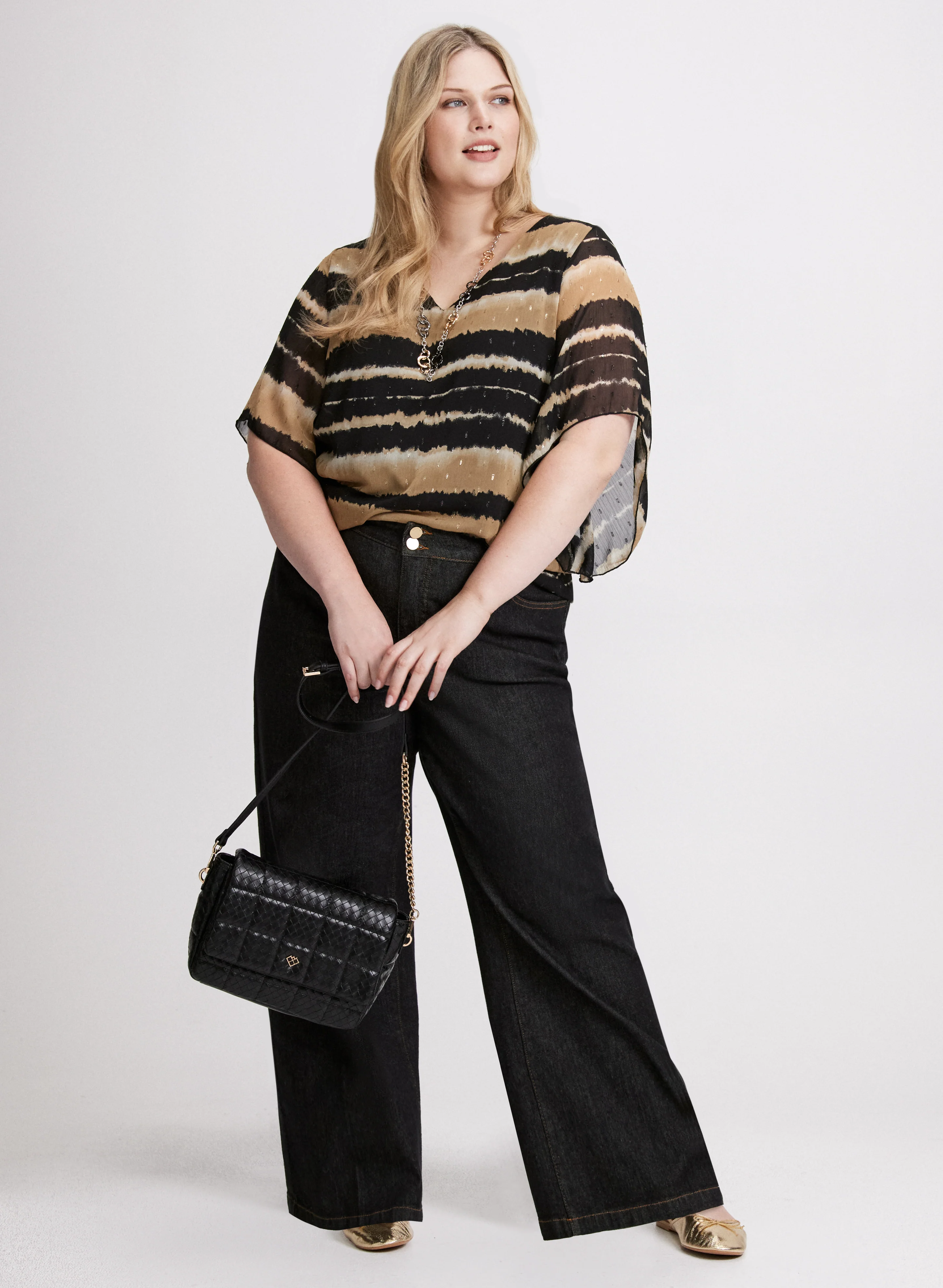 Stripe Print Chiffon Top - Image 3