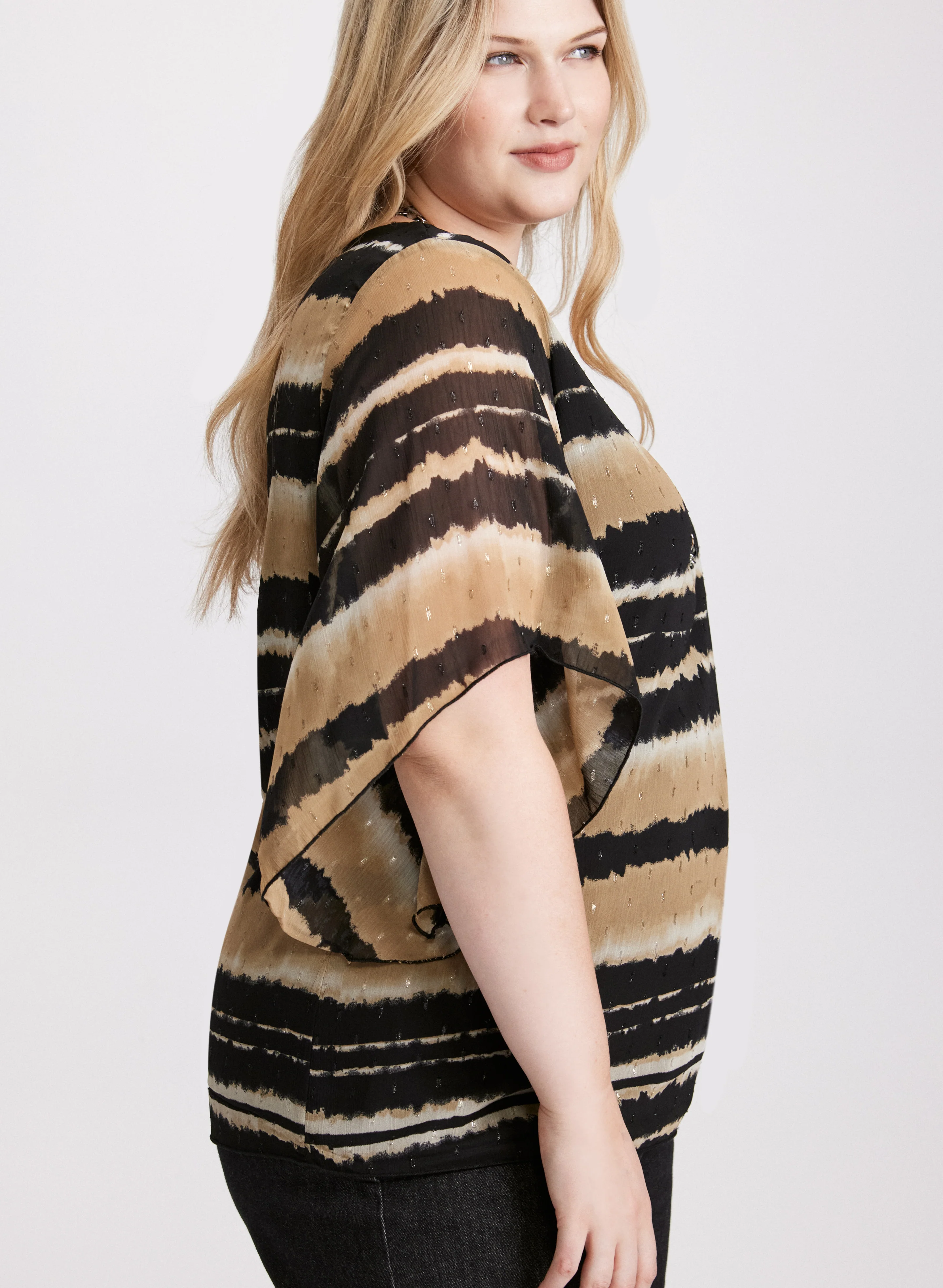 Stripe Print Chiffon Top - Image 5