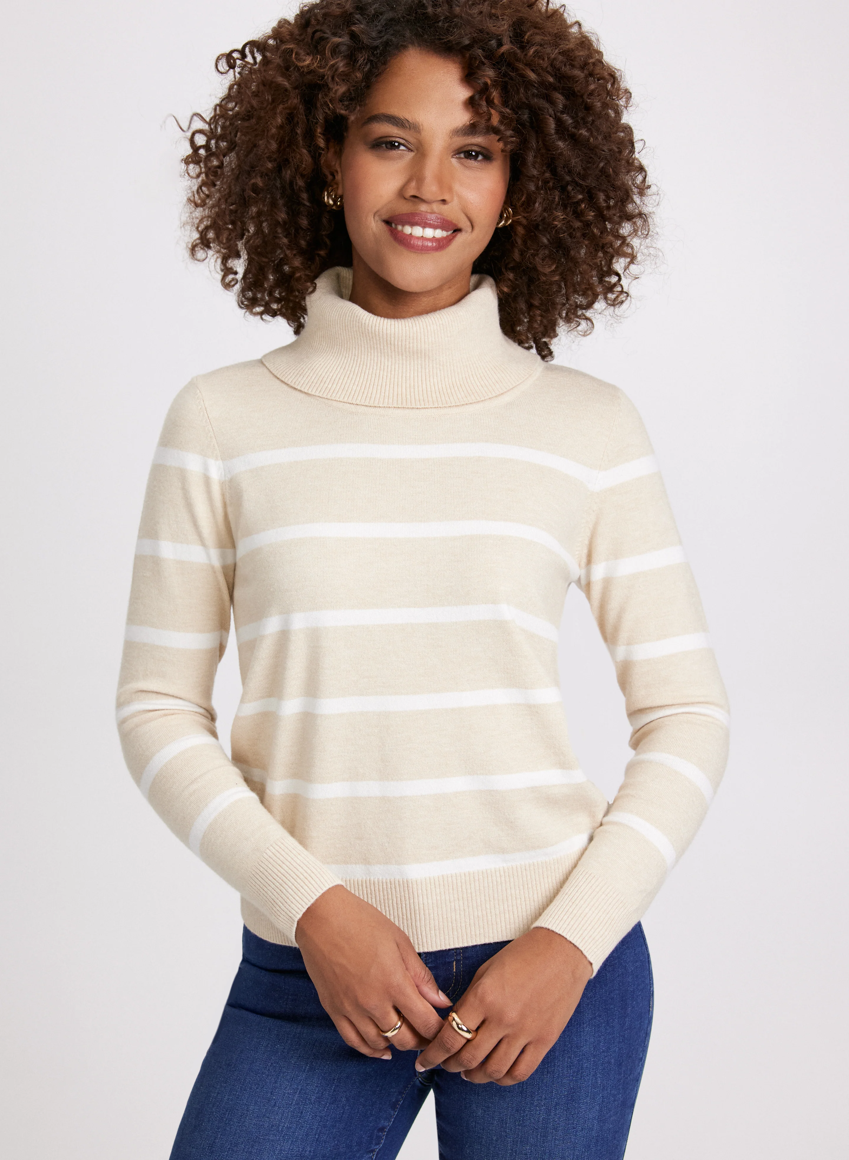 Stripe Print Knit Sweater - Image 5