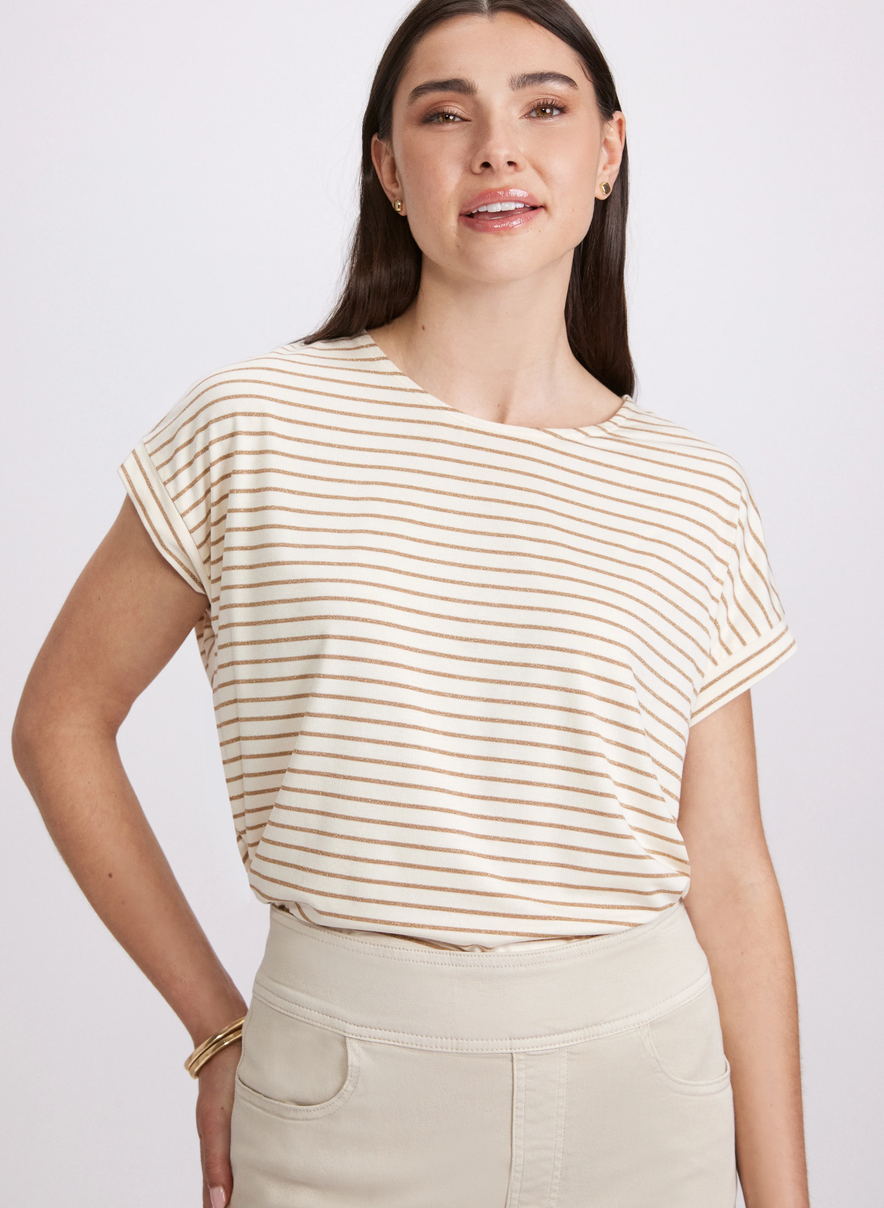Striped Cap Sleeve T-Shirt