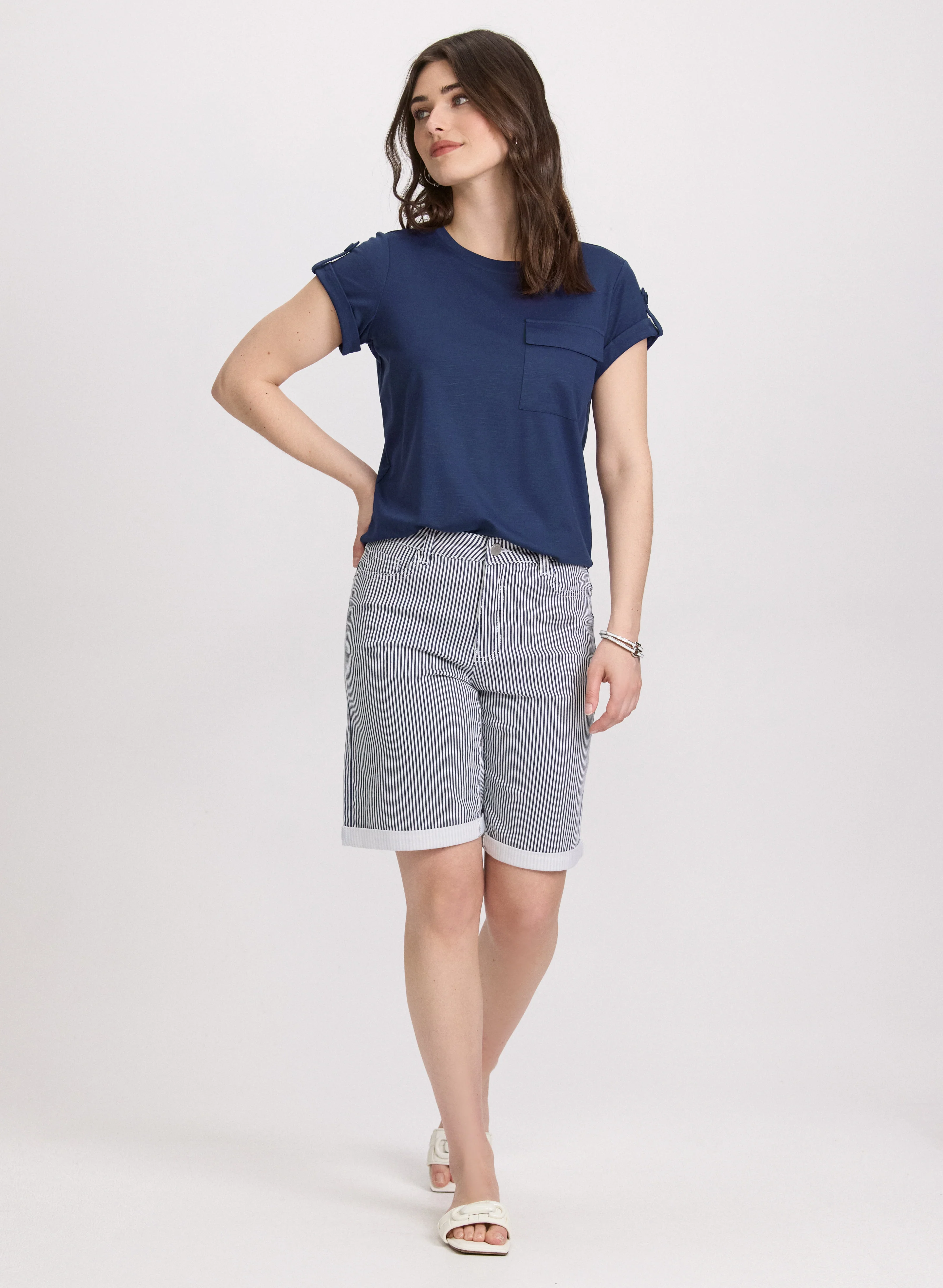 Striped Jean Shorts - Image 3