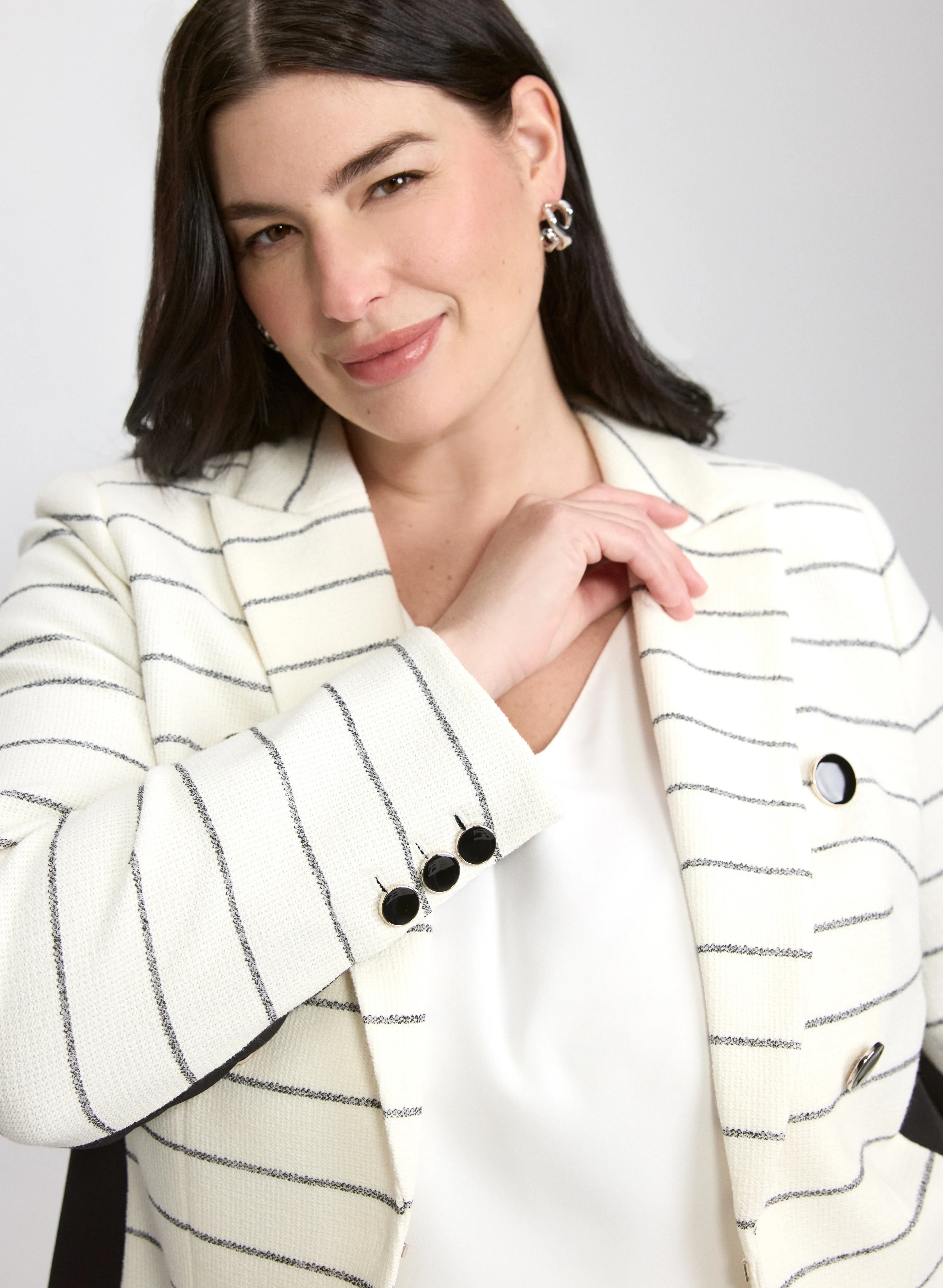 Striped Knit Blazer - Image 5