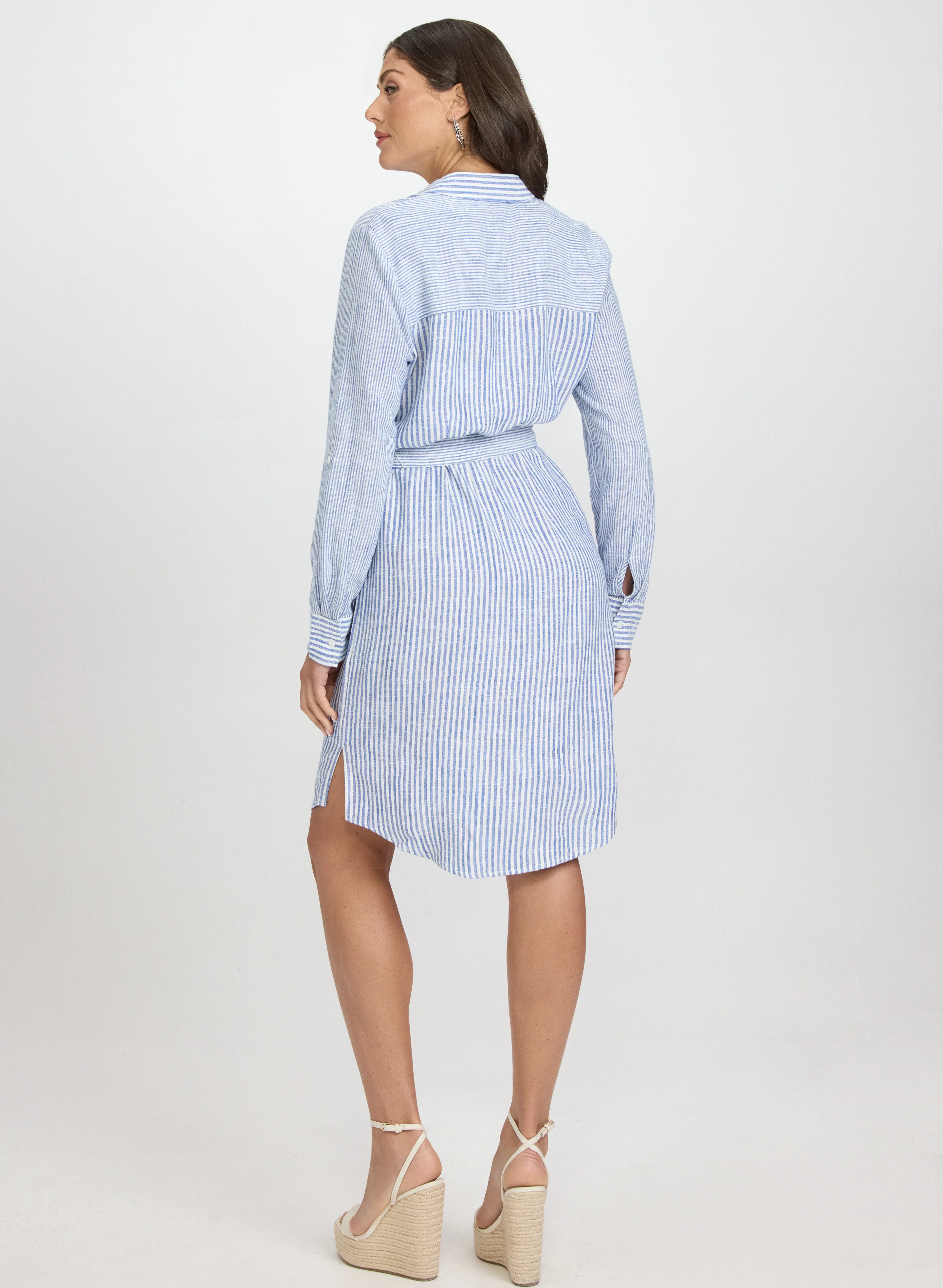 Striped Linen-Blend Shirt Dress - Image 4