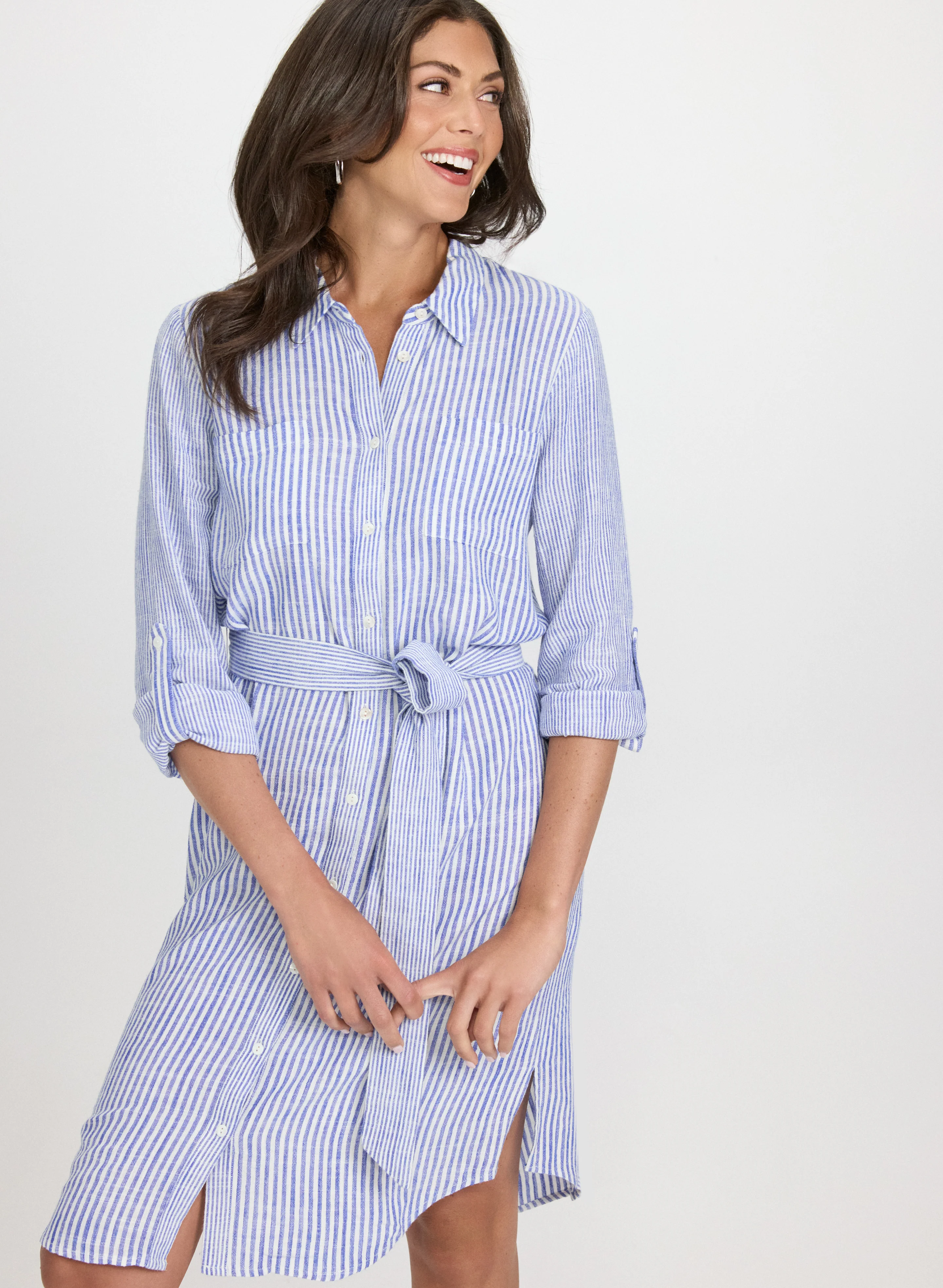 Striped Linen-Blend Shirt Dress - Image 5