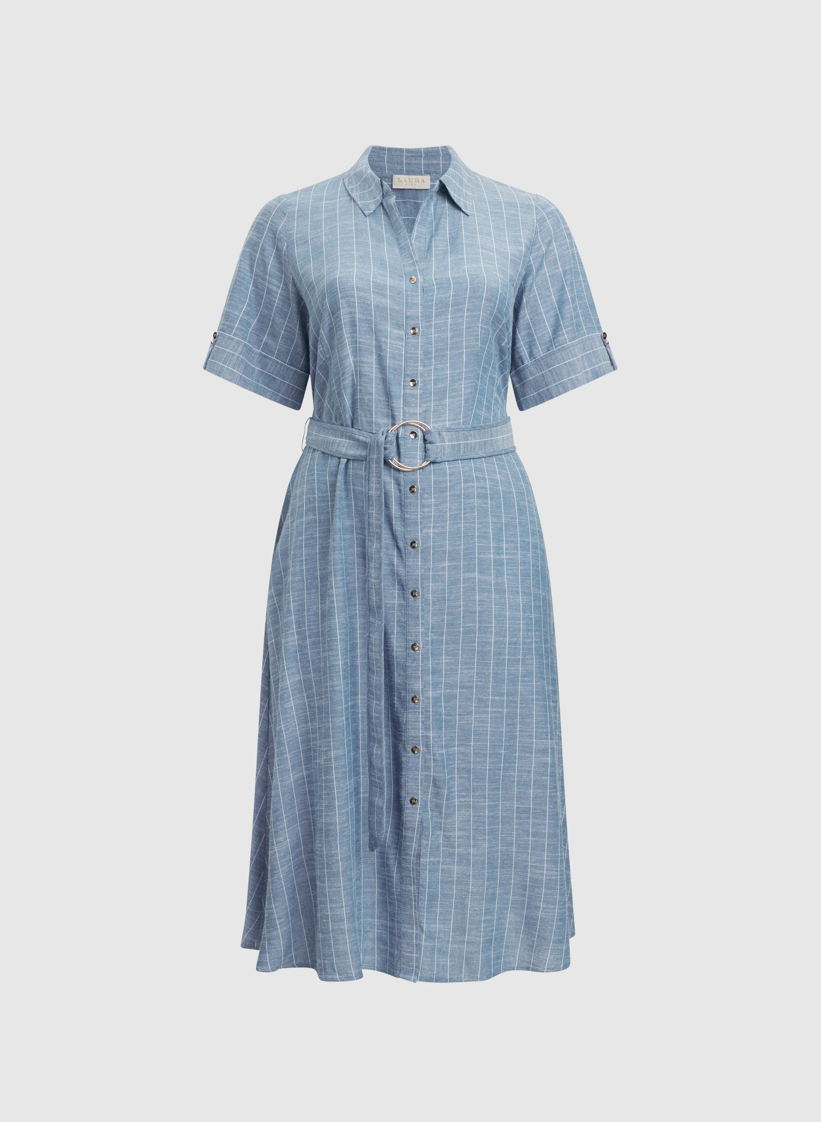 Striped Linen-Blend Shirt Dress - Image 6