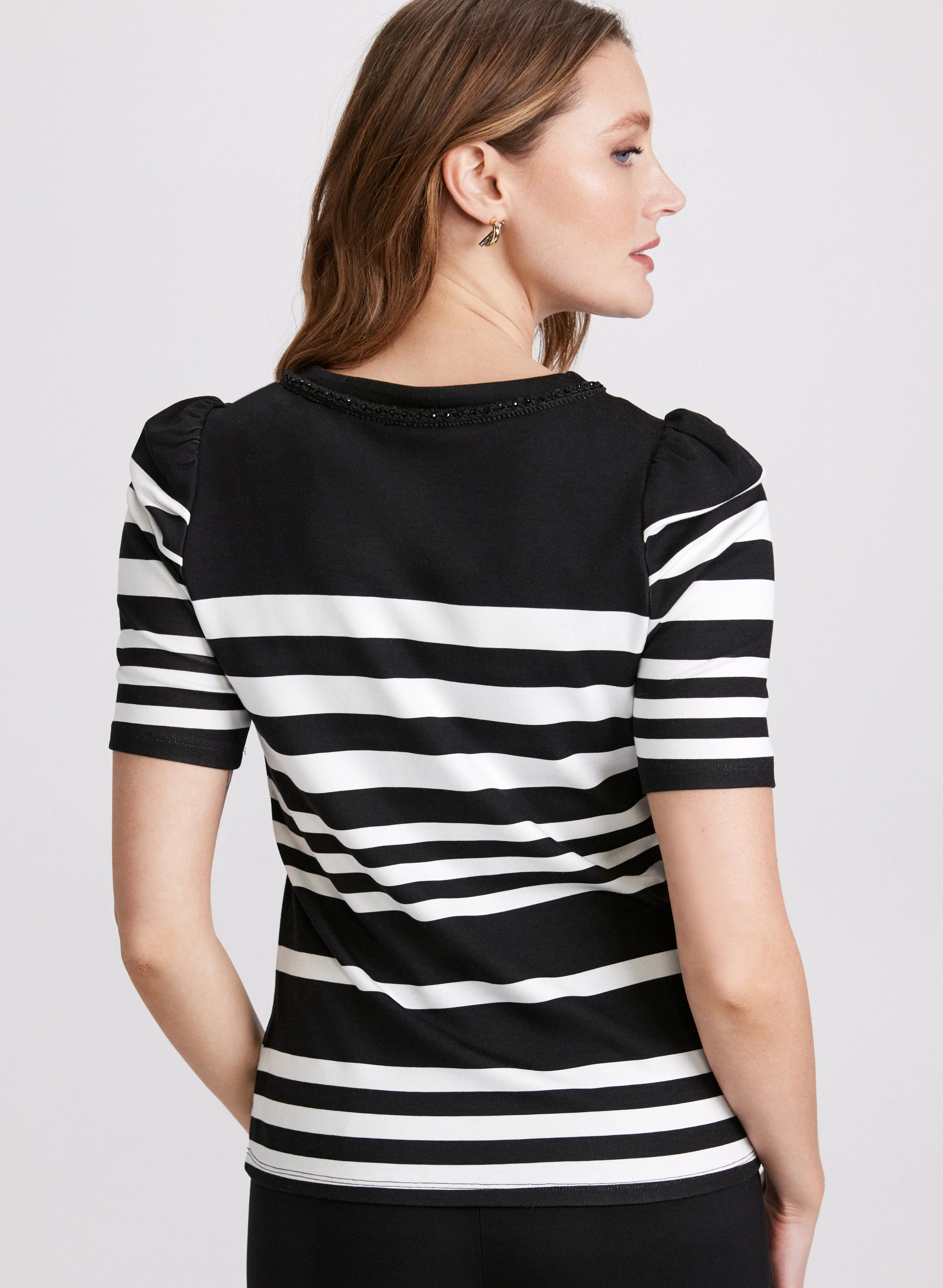 Striped Rhinestone Trim Top - Image 4