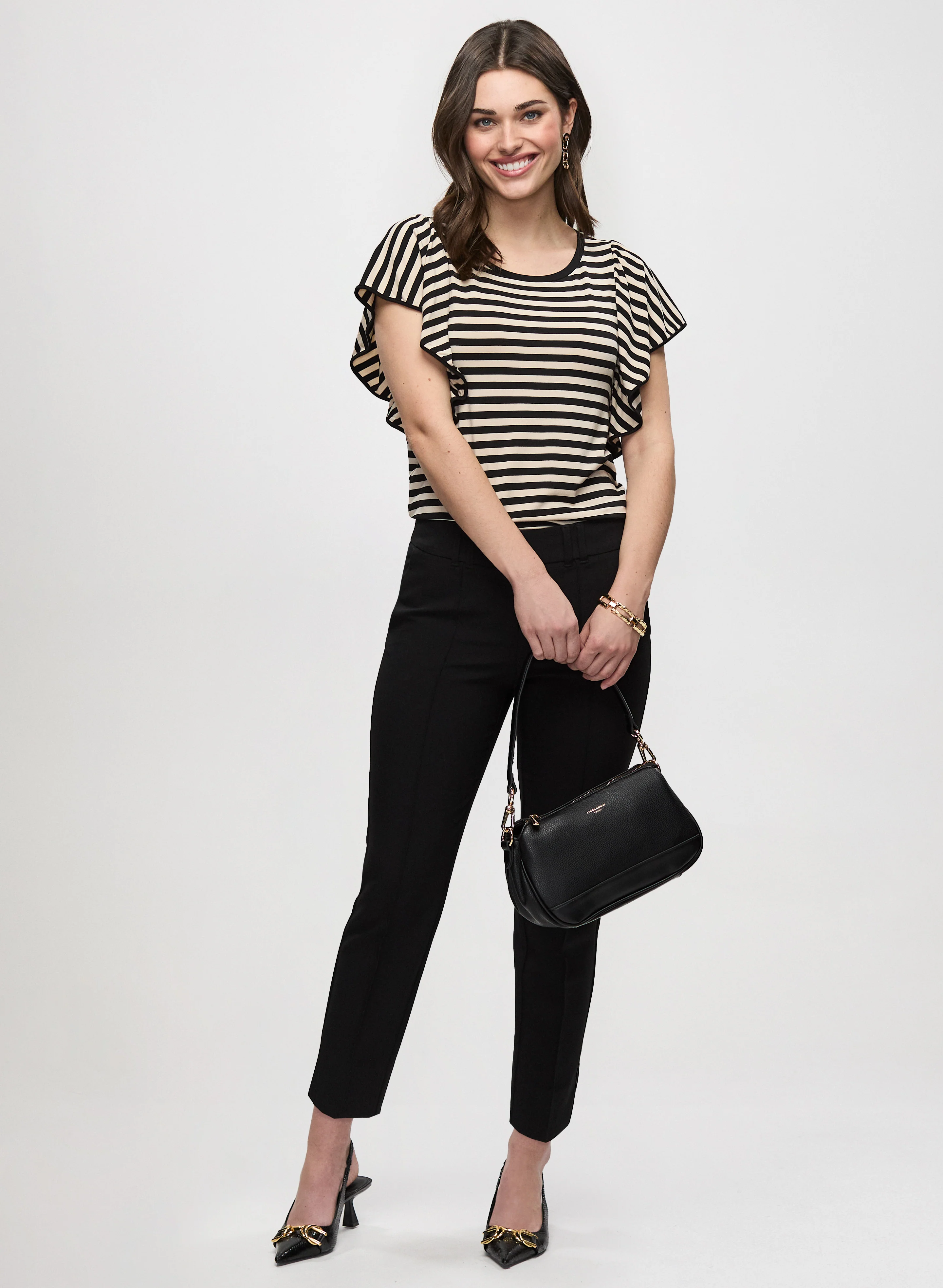 Striped Ruffle Sleeve T-Shirt - Image 3