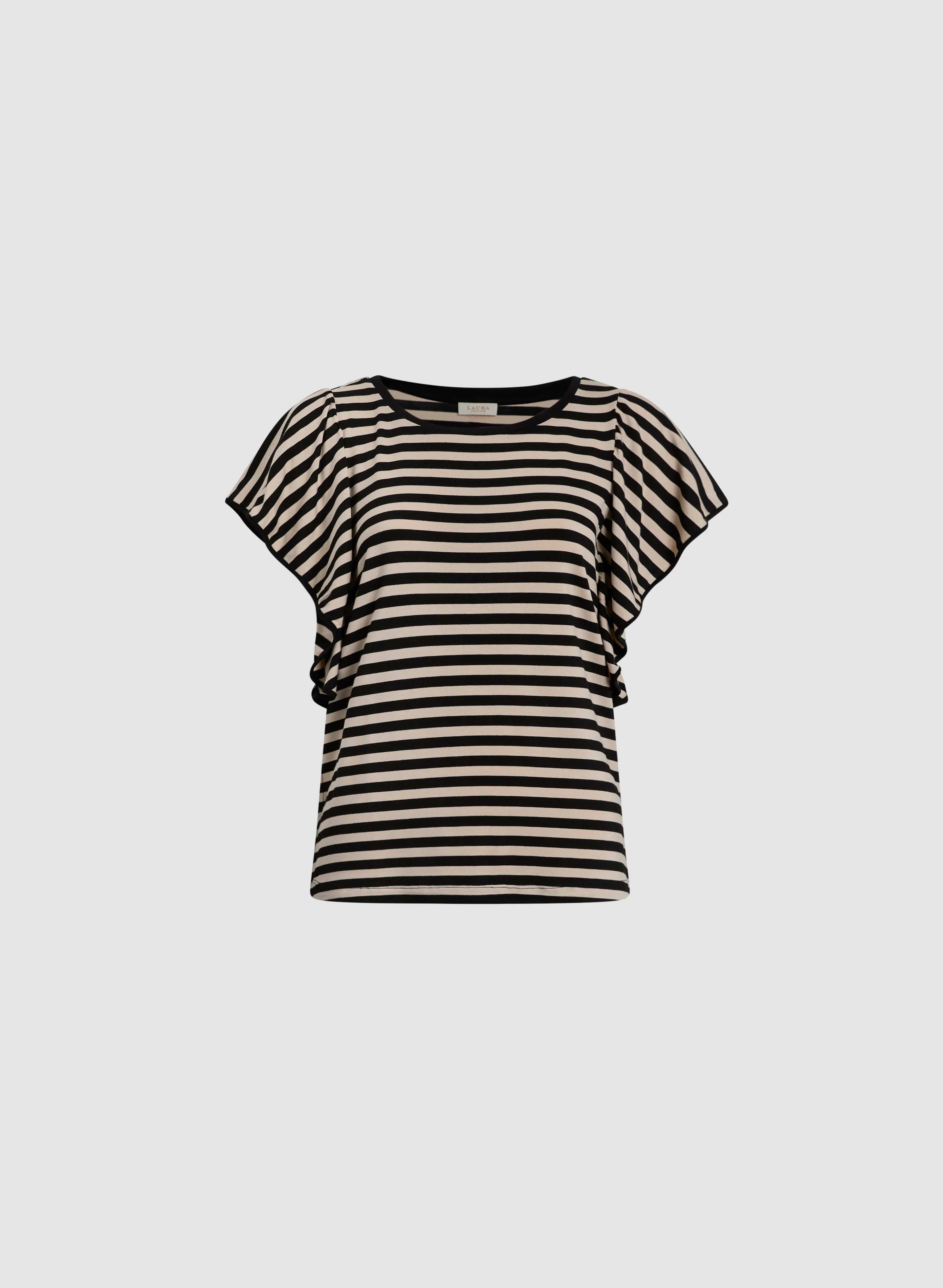 Striped Ruffle Sleeve T-Shirt - Image 6