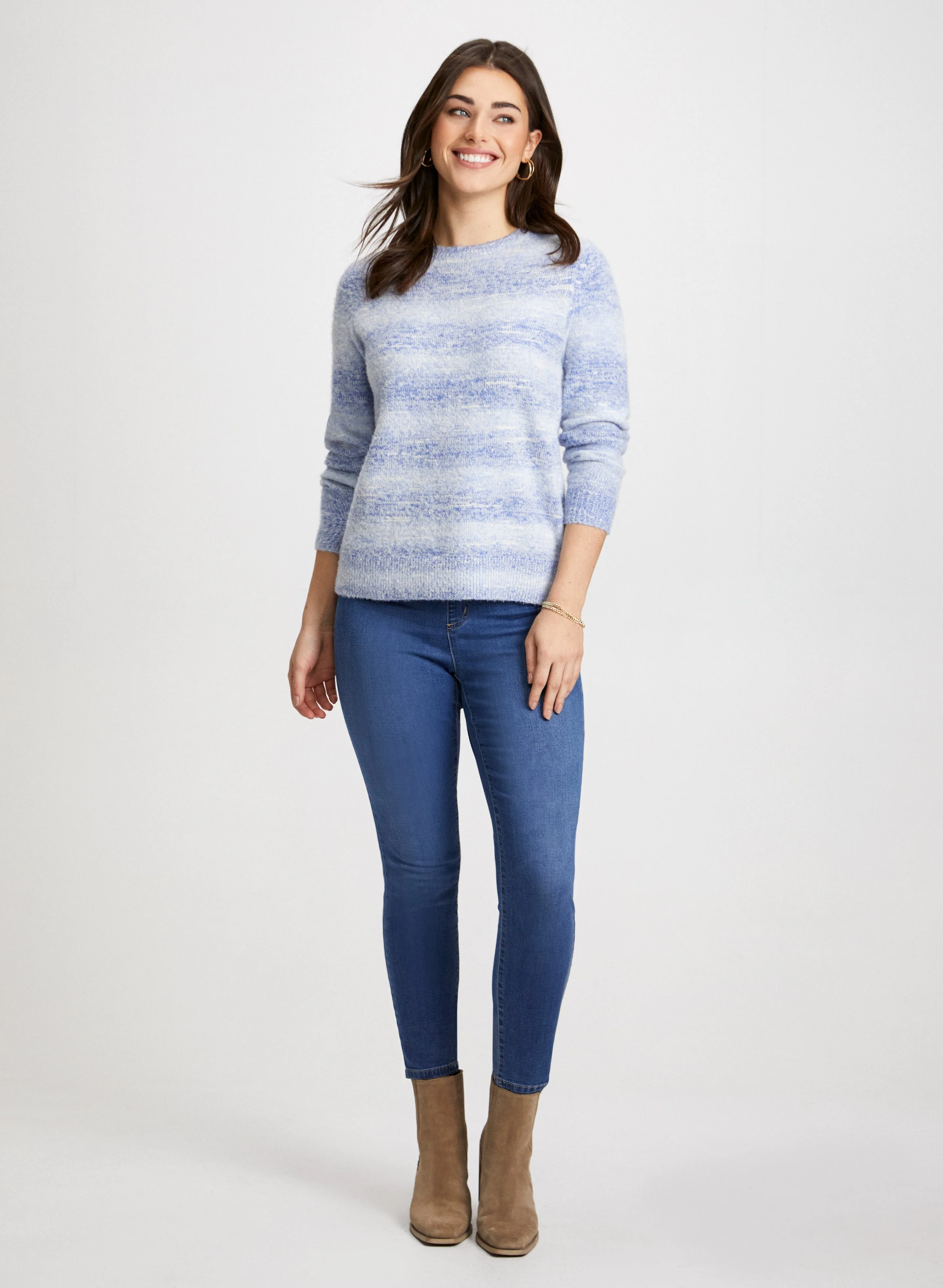 Striped Sweater & Slim Leg Jeans