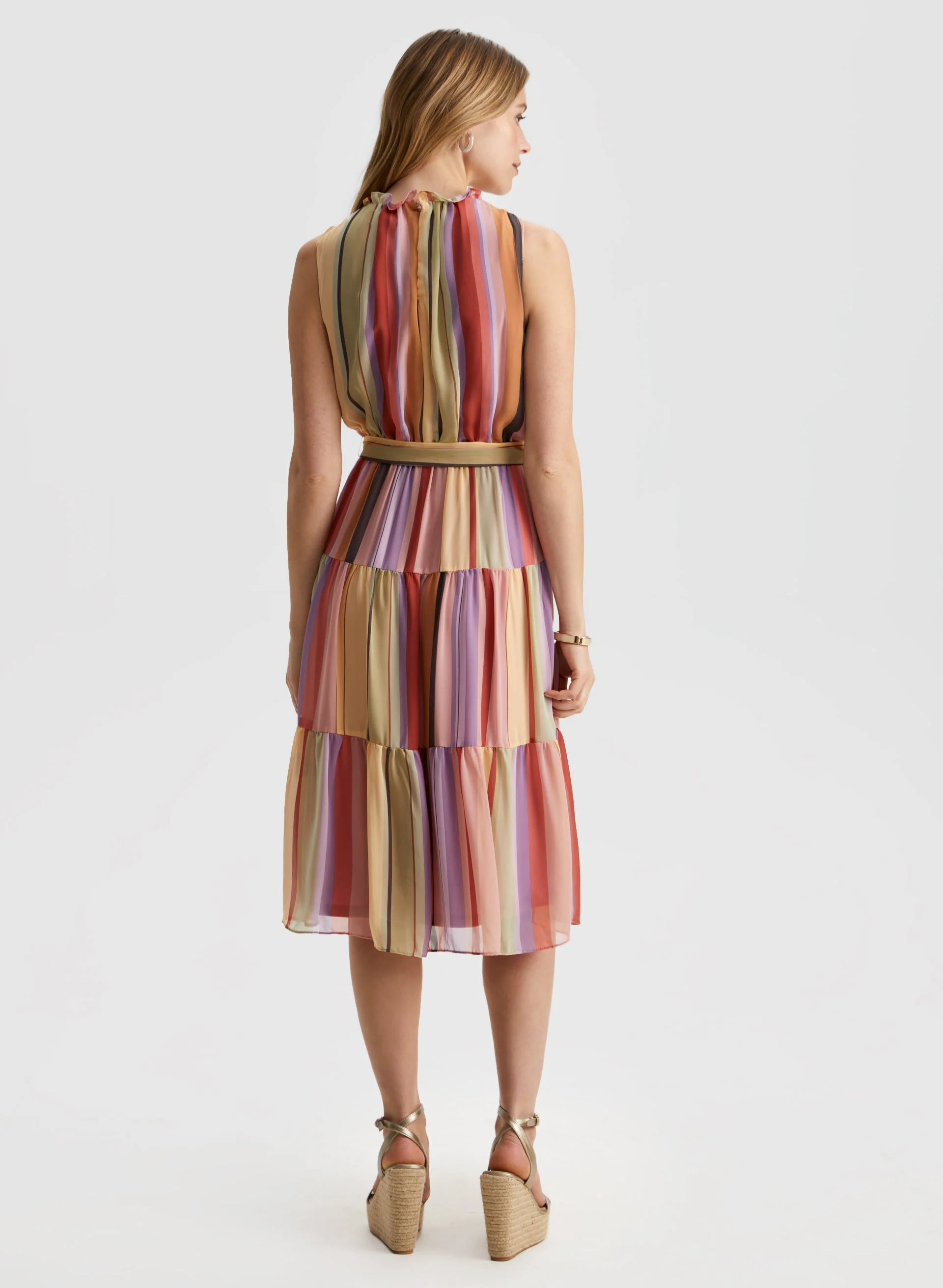 Striped Tiered Midi Dress - Image 4
