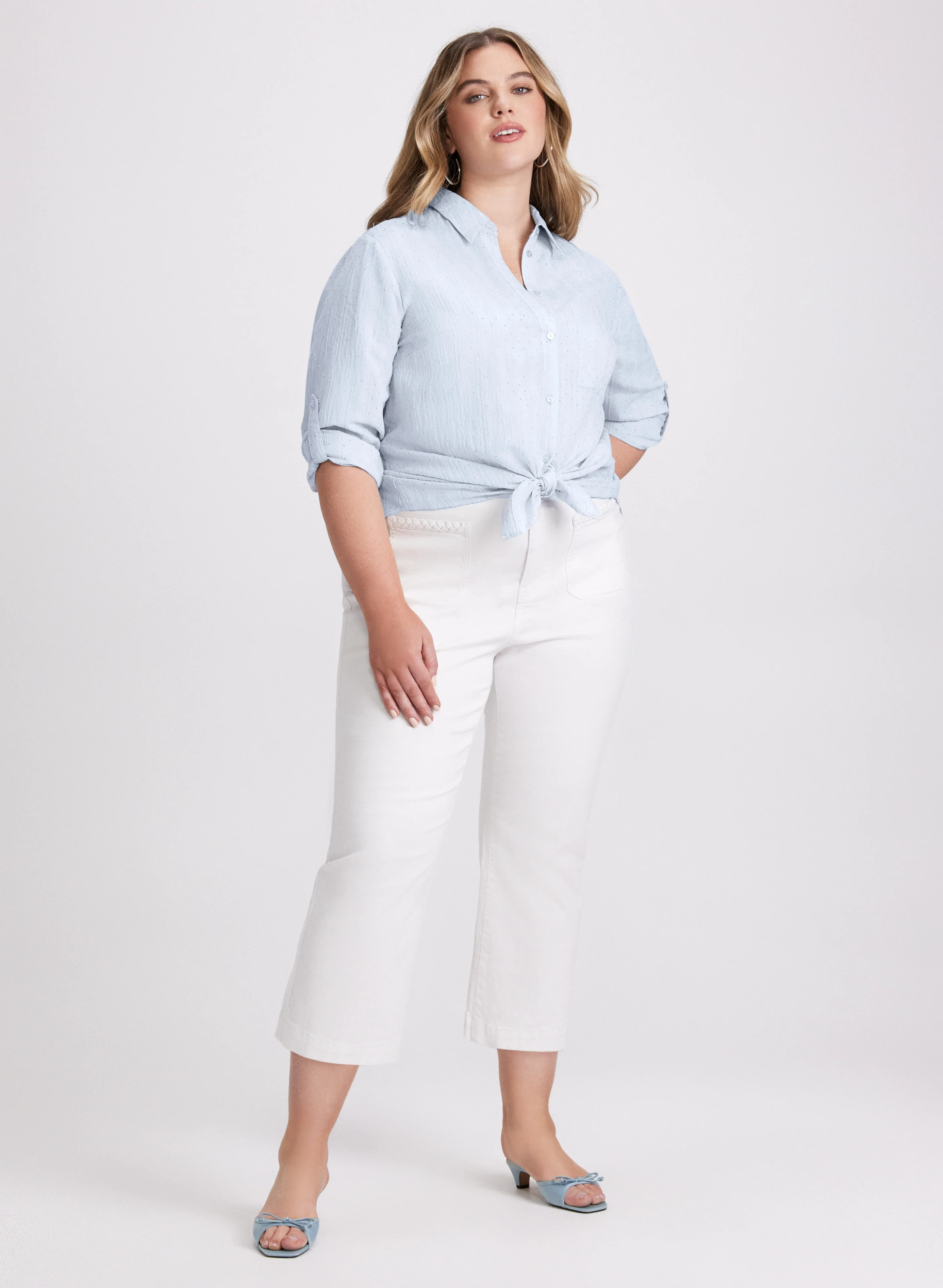 Studs Shadow Stripe Blouse - Image 5