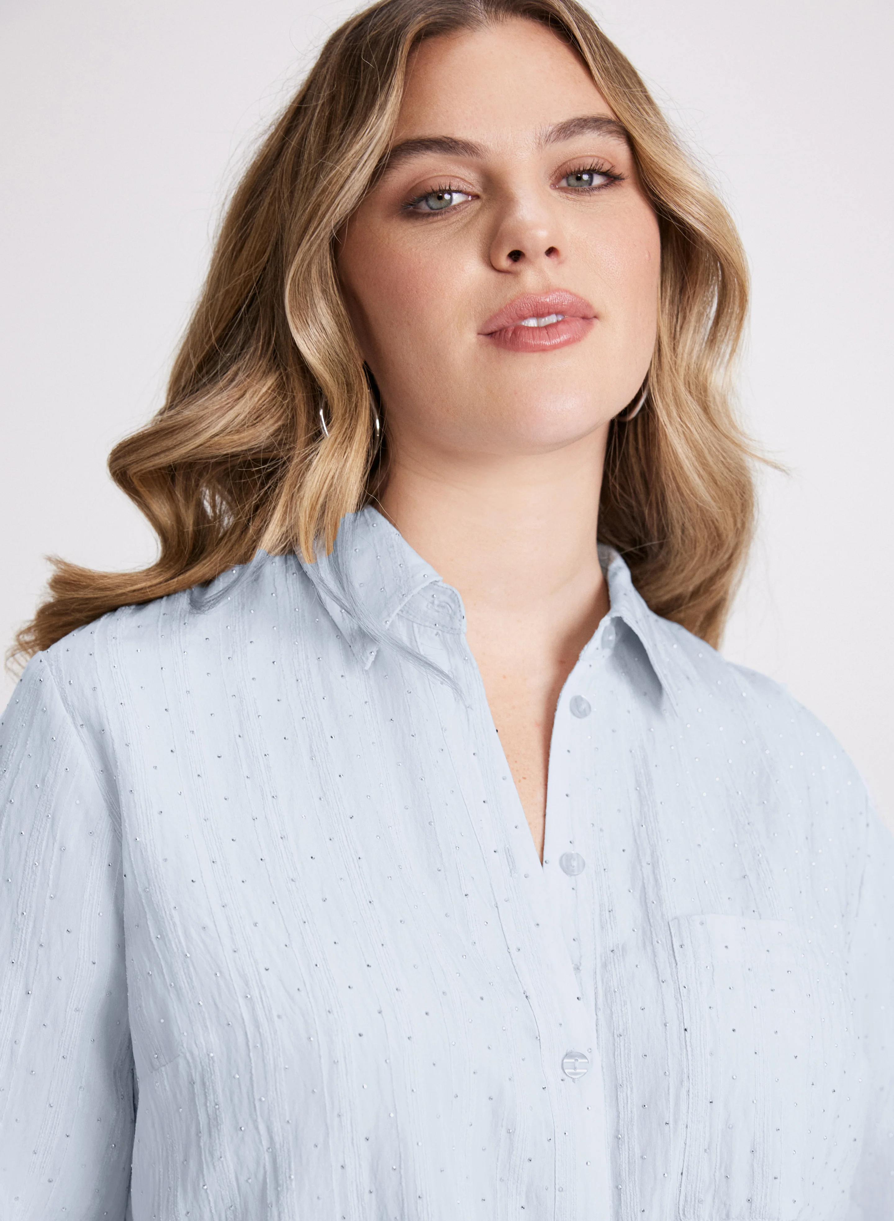 Studs Shadow Stripe Blouse - Image 6