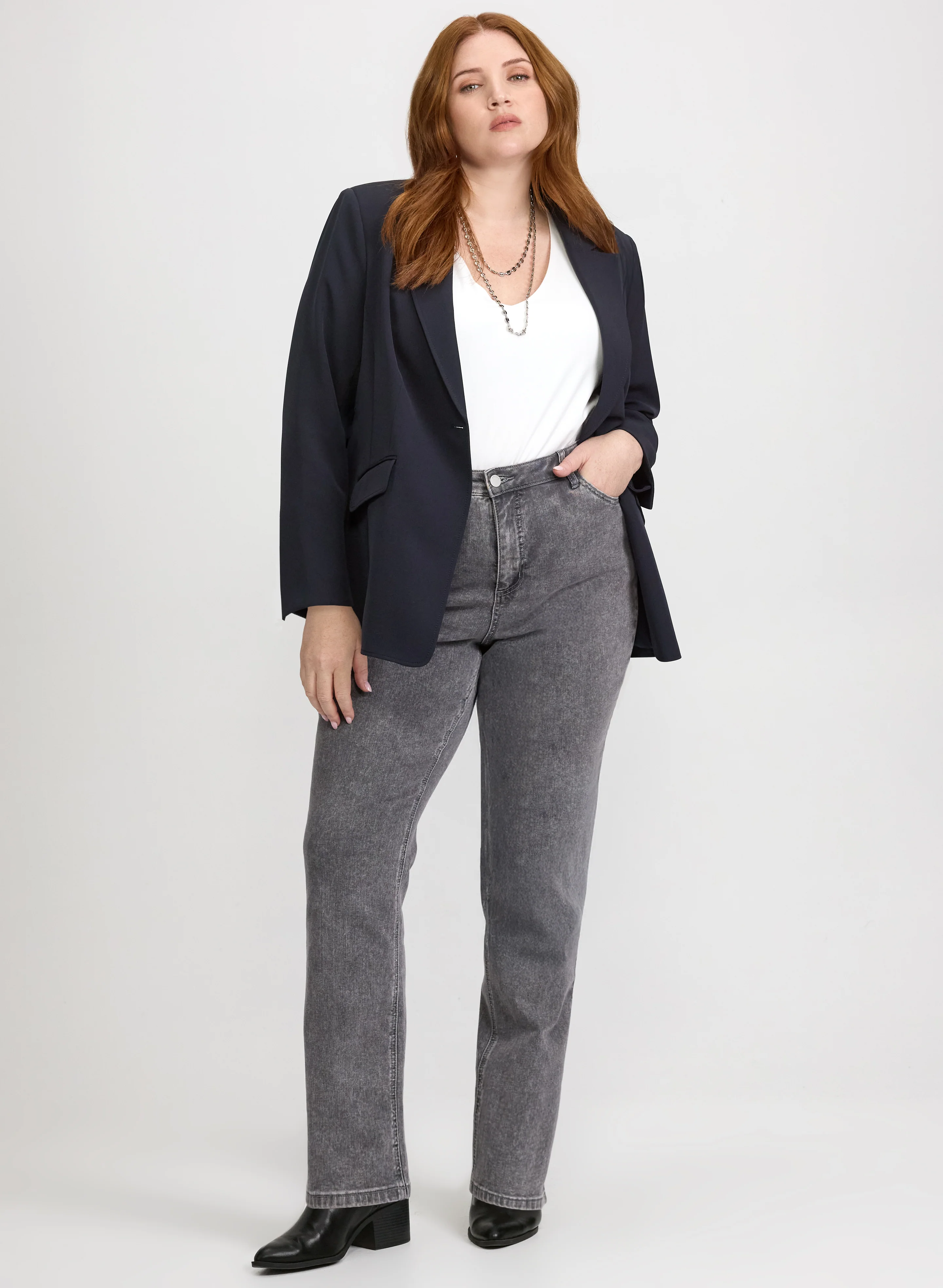Suiting Jacket & Straight-Leg Jeans