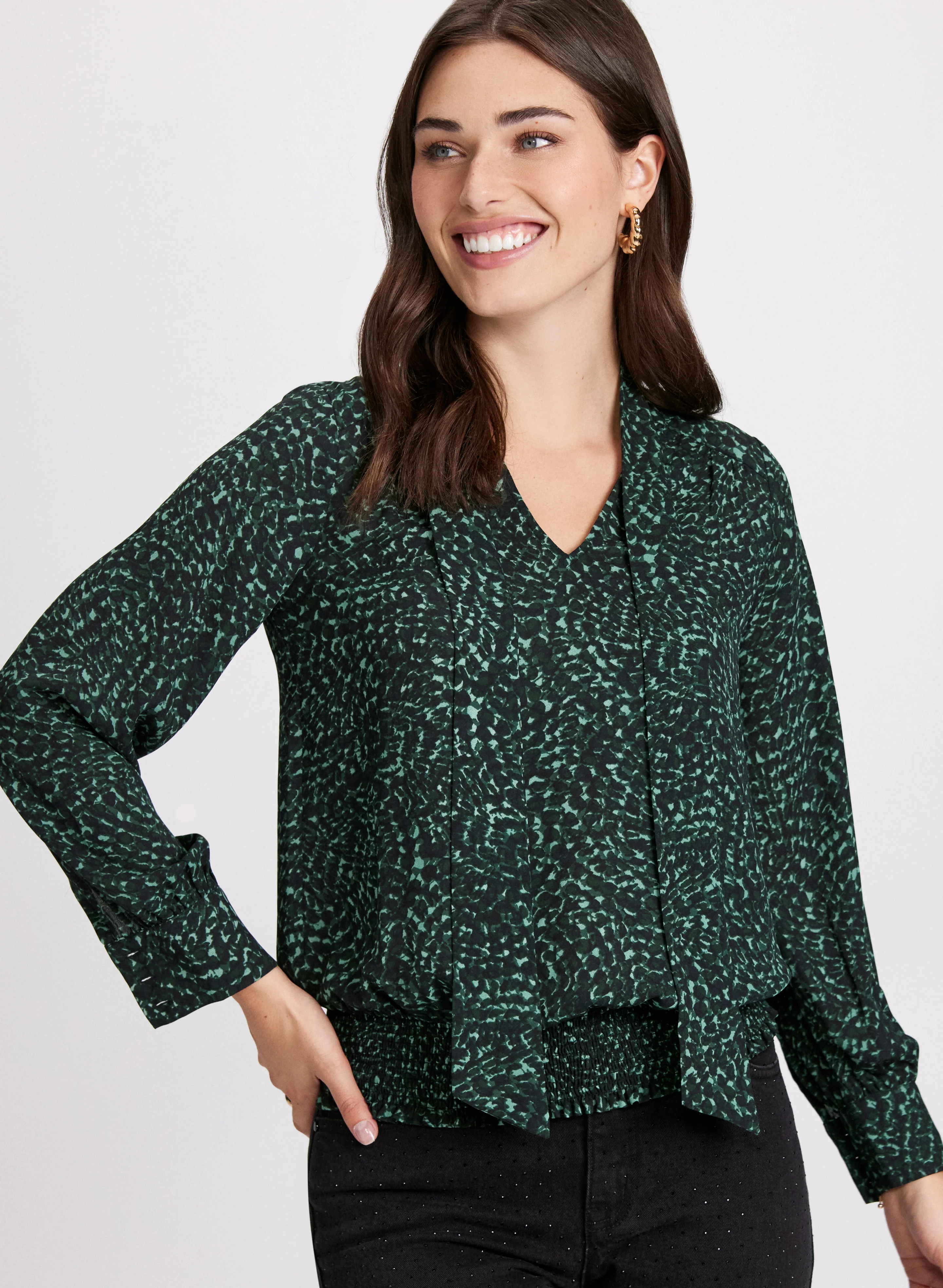 Swirl Print Crepe Blouse - Image 5
