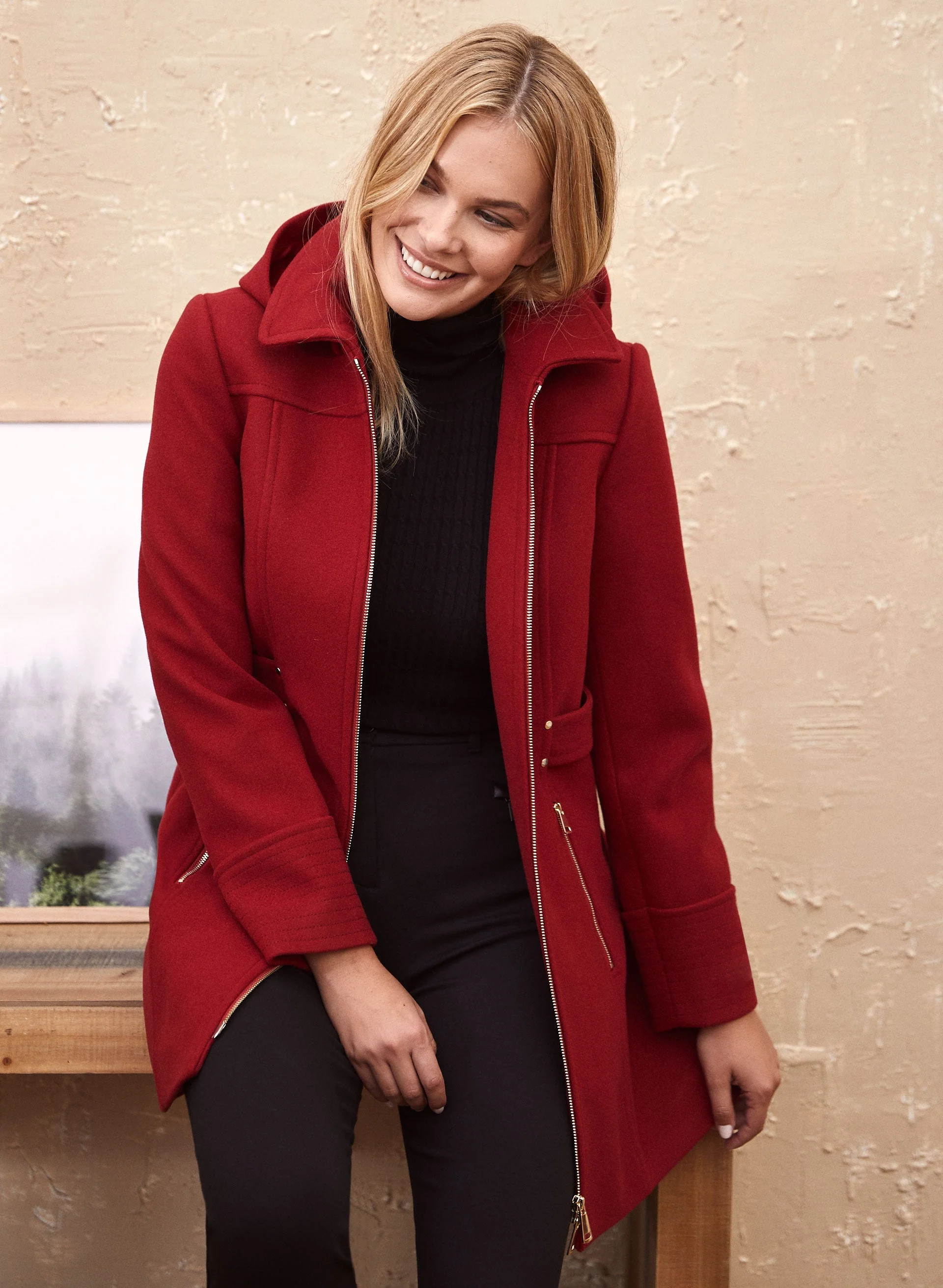 Tab Detail Wool Blend Coat - Image 3