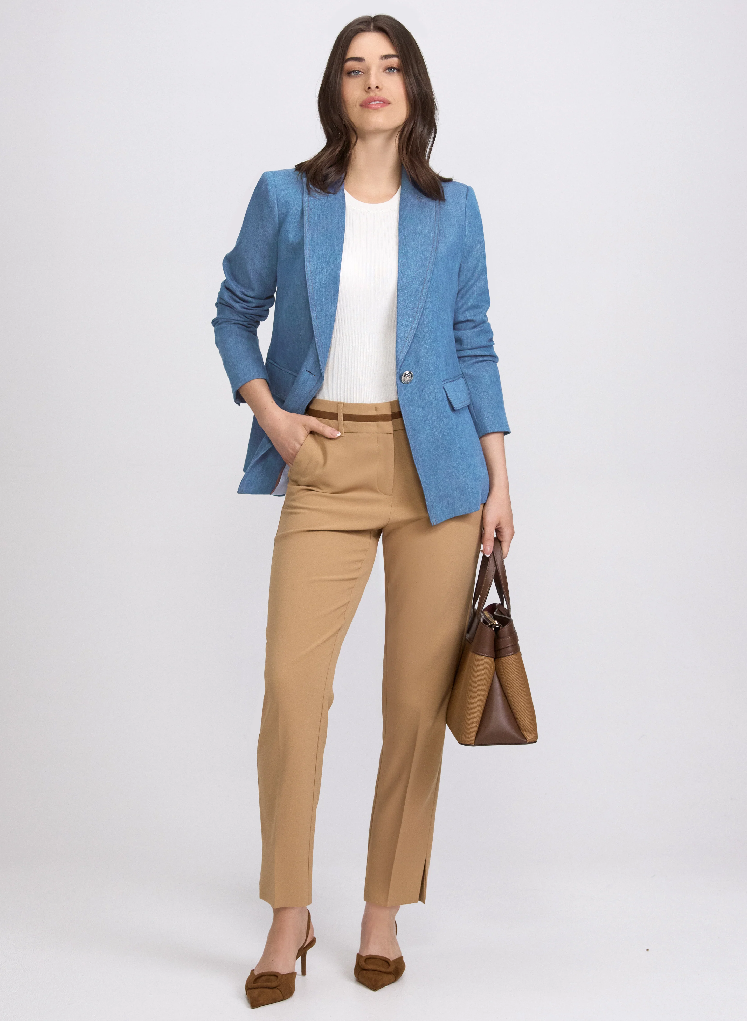Tencel Denim Blazer & Emma Slim-Leg Pants