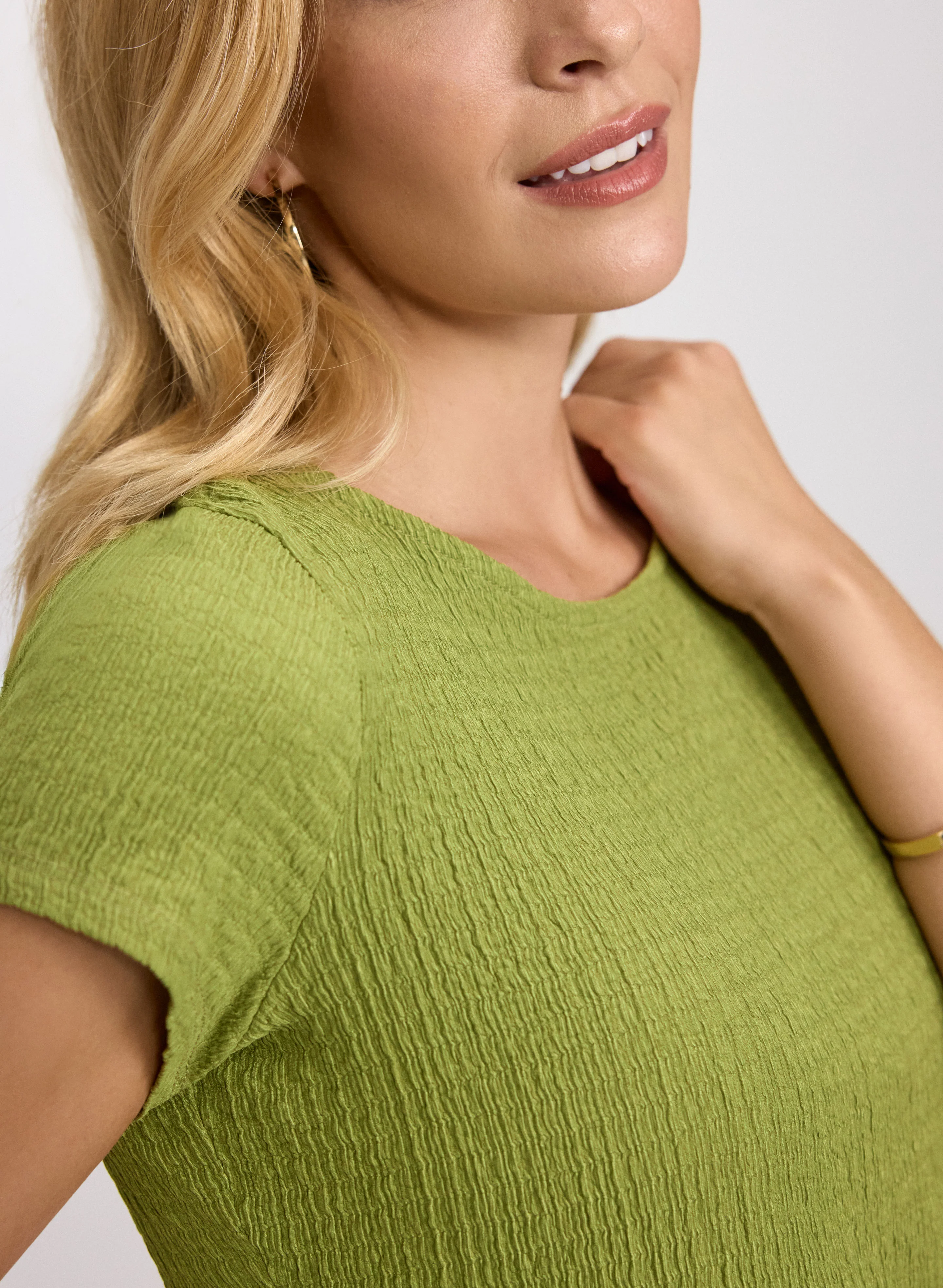 Textured Cap Sleeve Top - Image 2