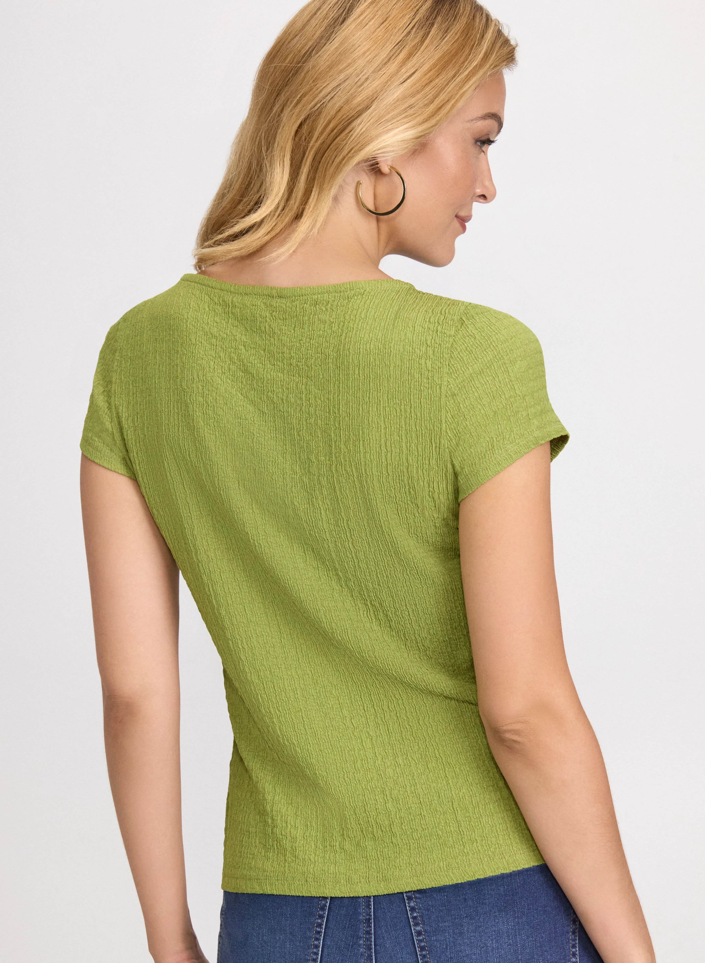 Textured Cap Sleeve Top - Image 4