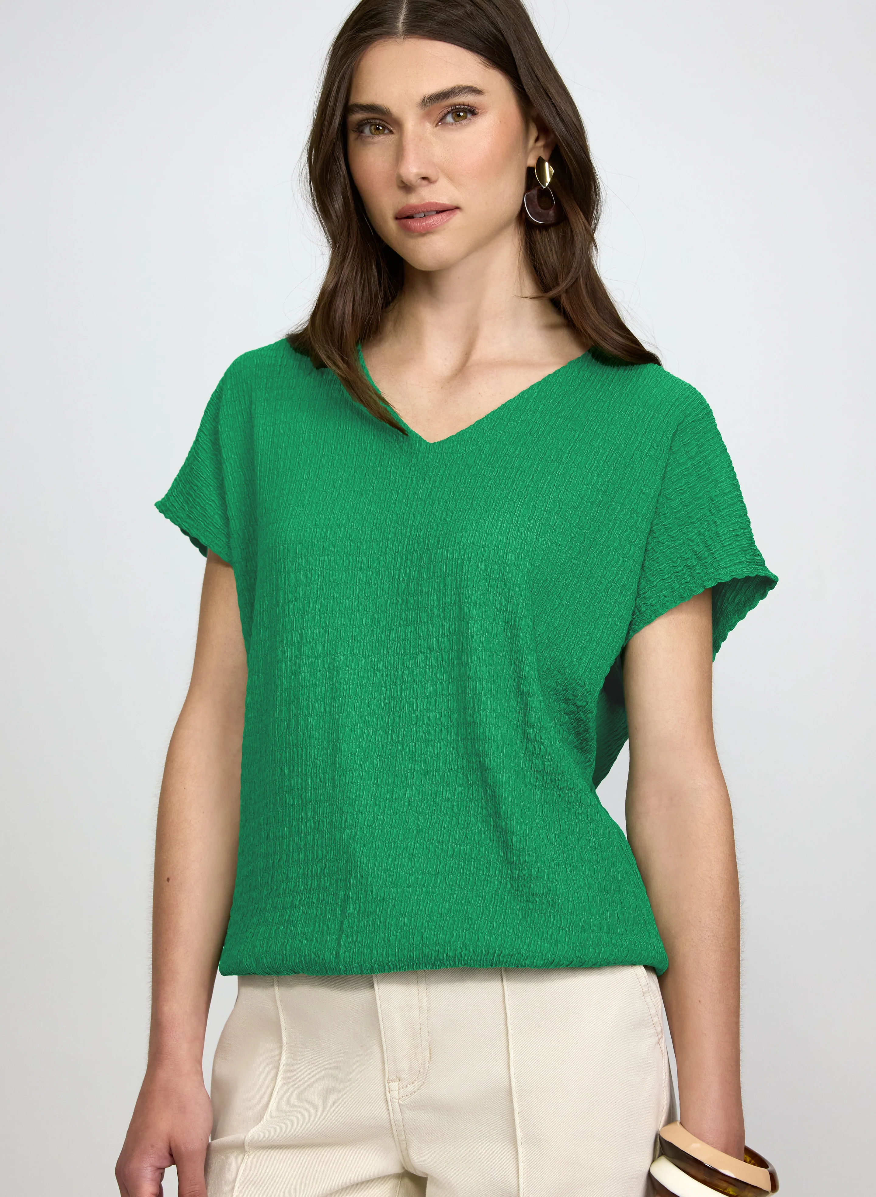 Textured V-Neck Top